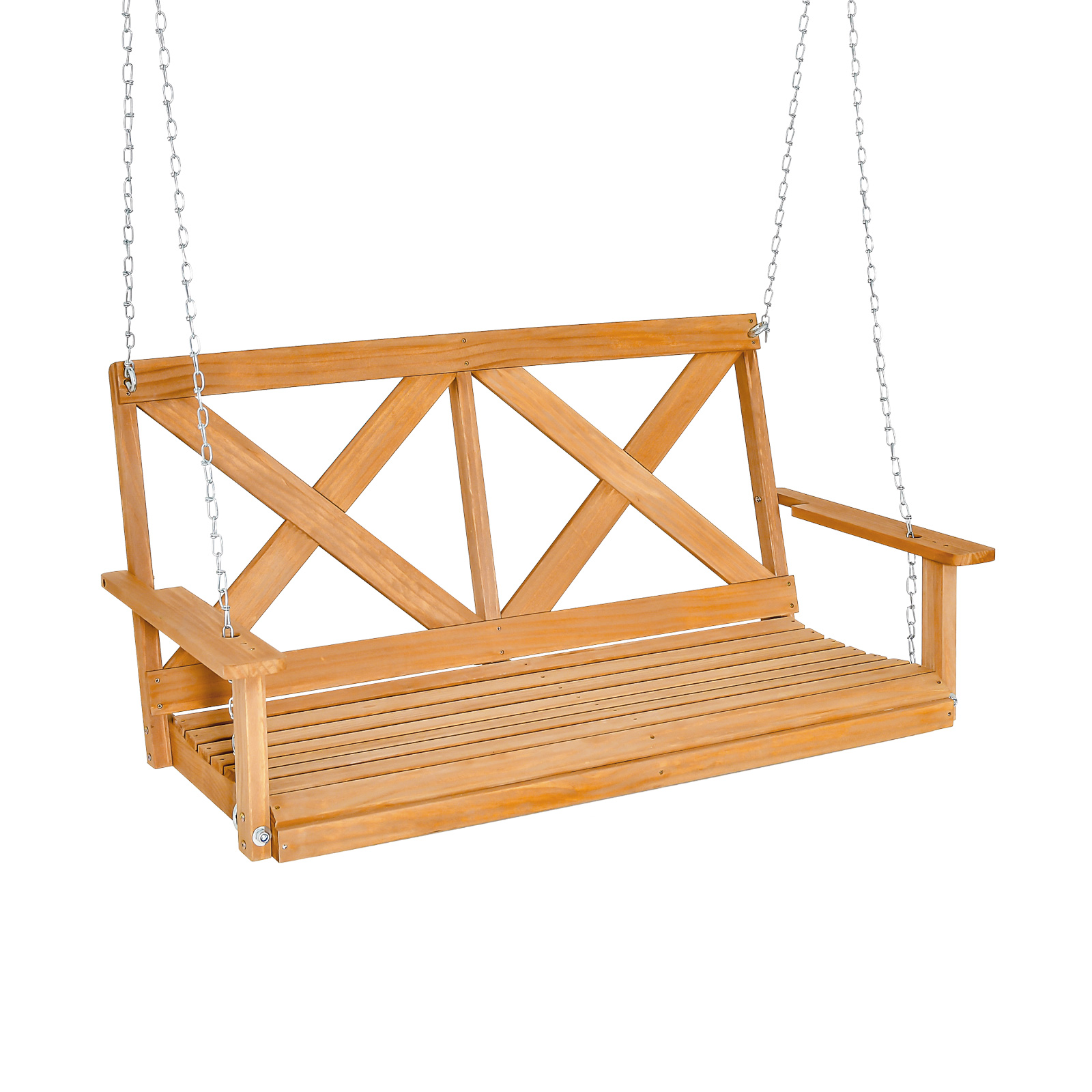 2-Person Porch Swing Chair with Adjustable Chains-Natural - Savings Store