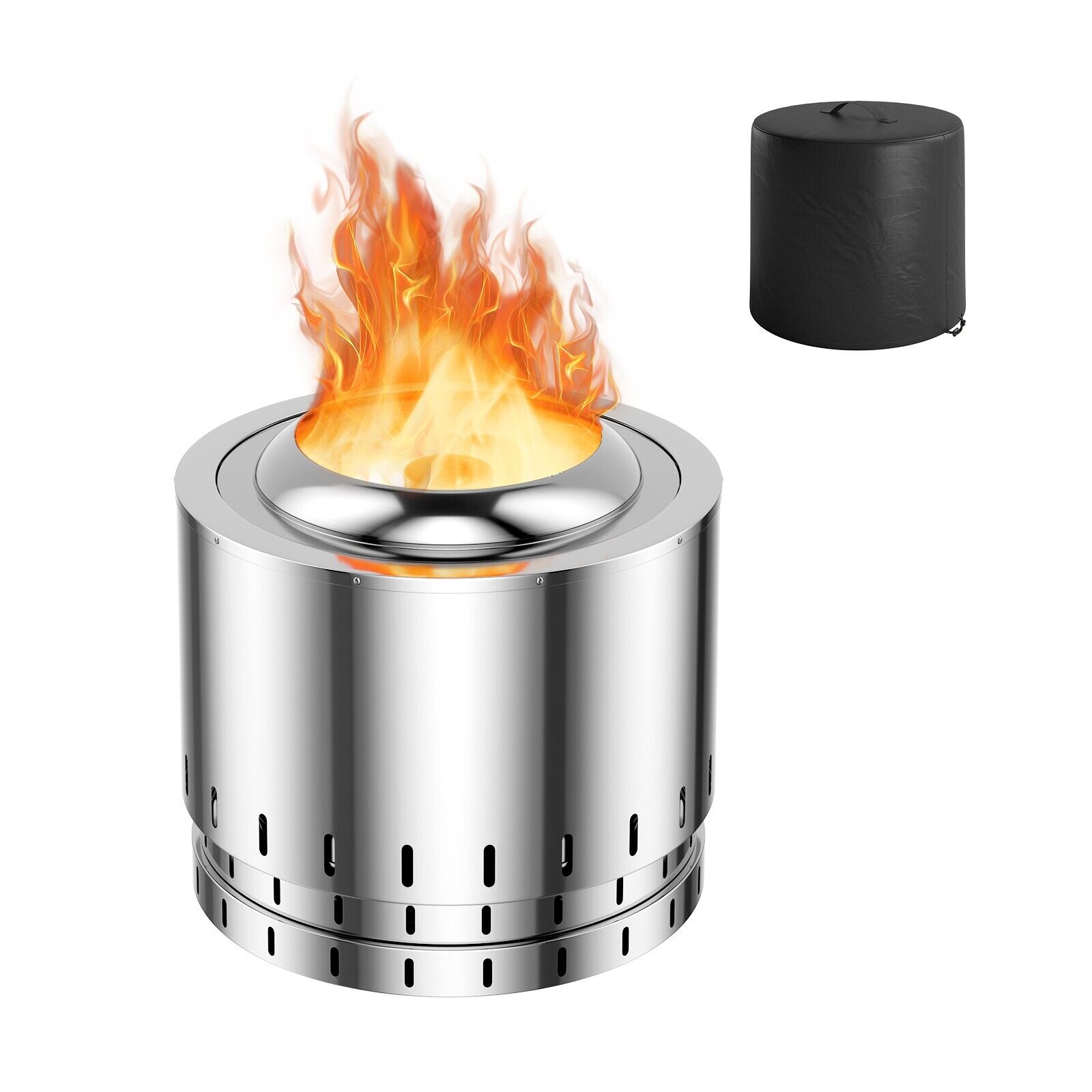 Stainless Steel Smokeless Fire Pit with Oxygen-enriched Fire Technology-Silver - Savings Store