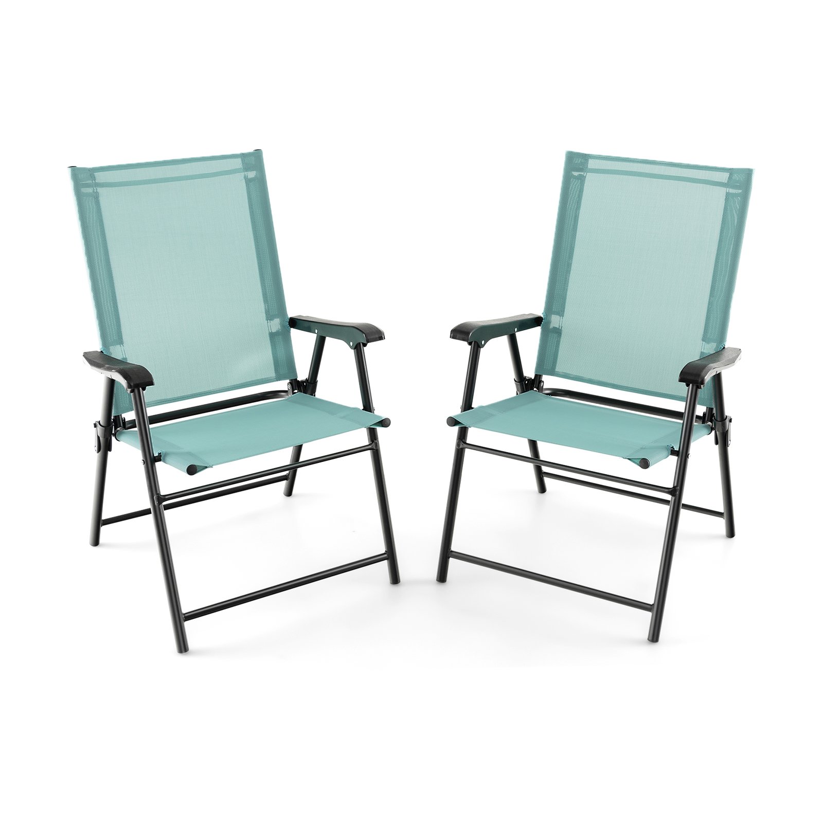 Garden Chair - Set of 2 Folding Garden Chairs with Armrests for Yard Lawn Poolside-Green - Savings Store
