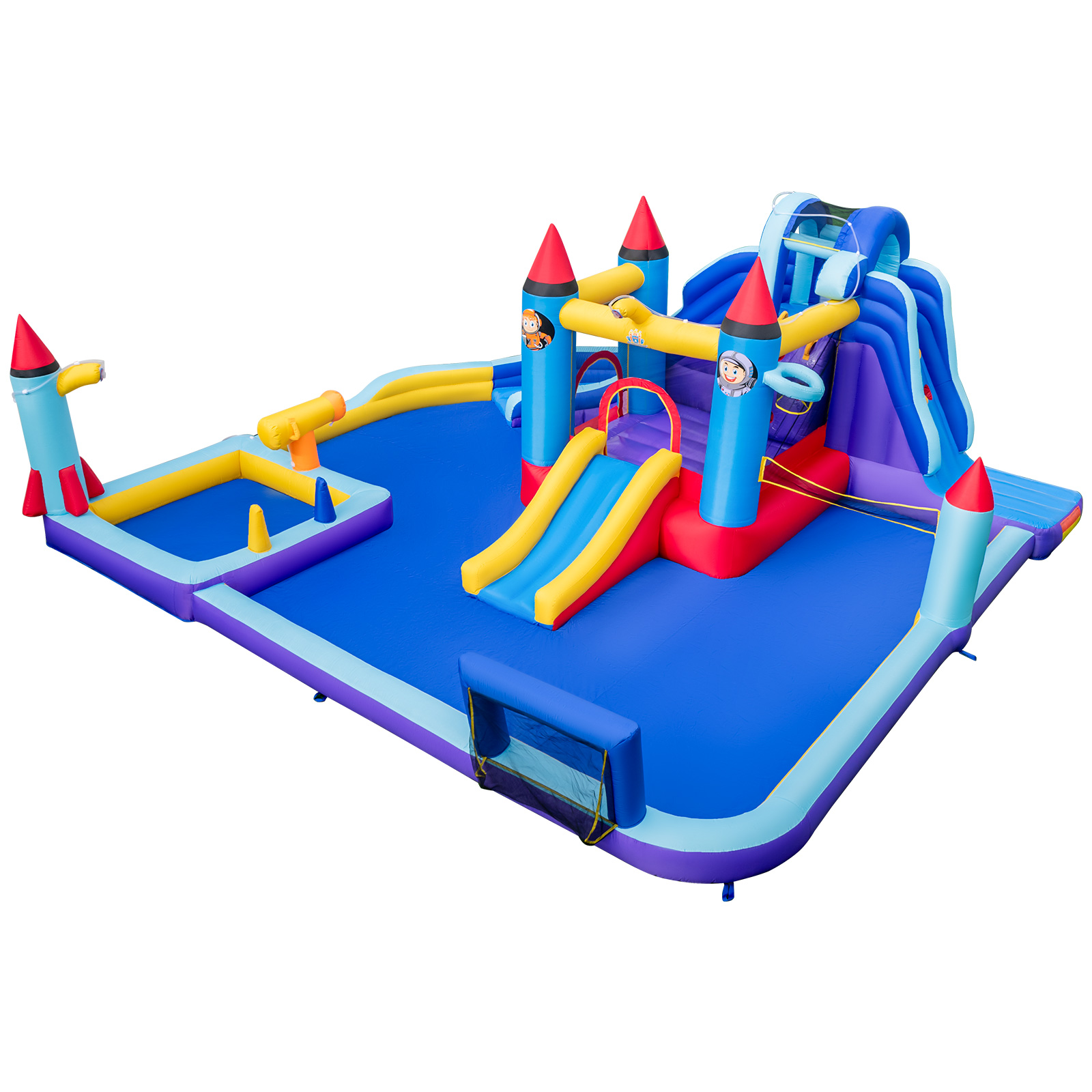 Rocket Theme Inflatable Water Slide Park with 2 Slides - Savings Store