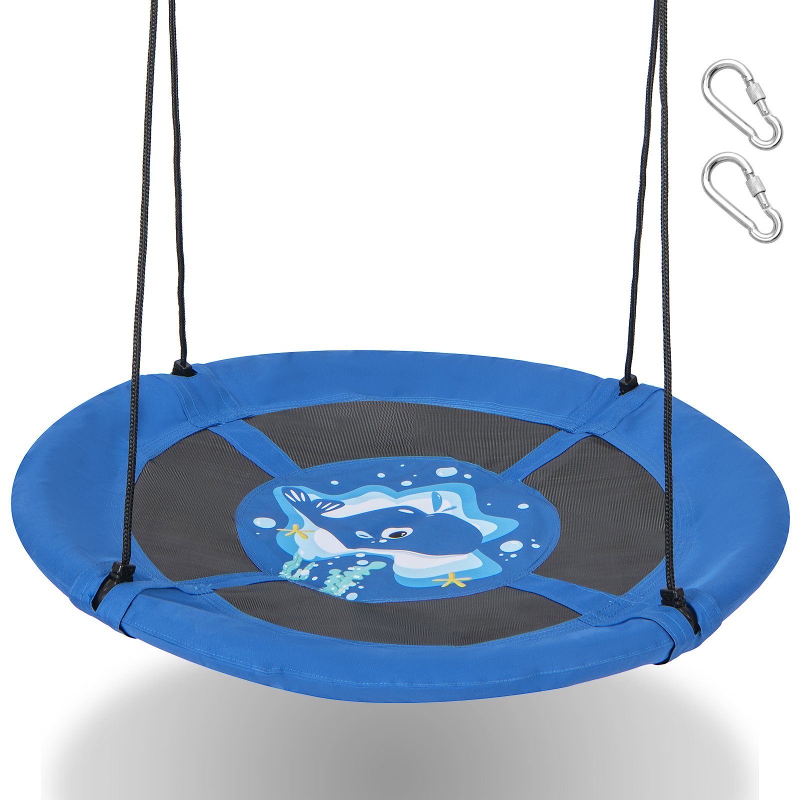 104 cm Saucer Tree Swing with 600D Oxford Fabric-Black - Savings Store