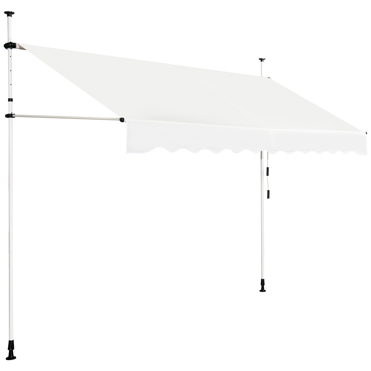 Retractable Telescopic Awning Sun Shade with Manual Crank Handle-Beige - Savings Store
