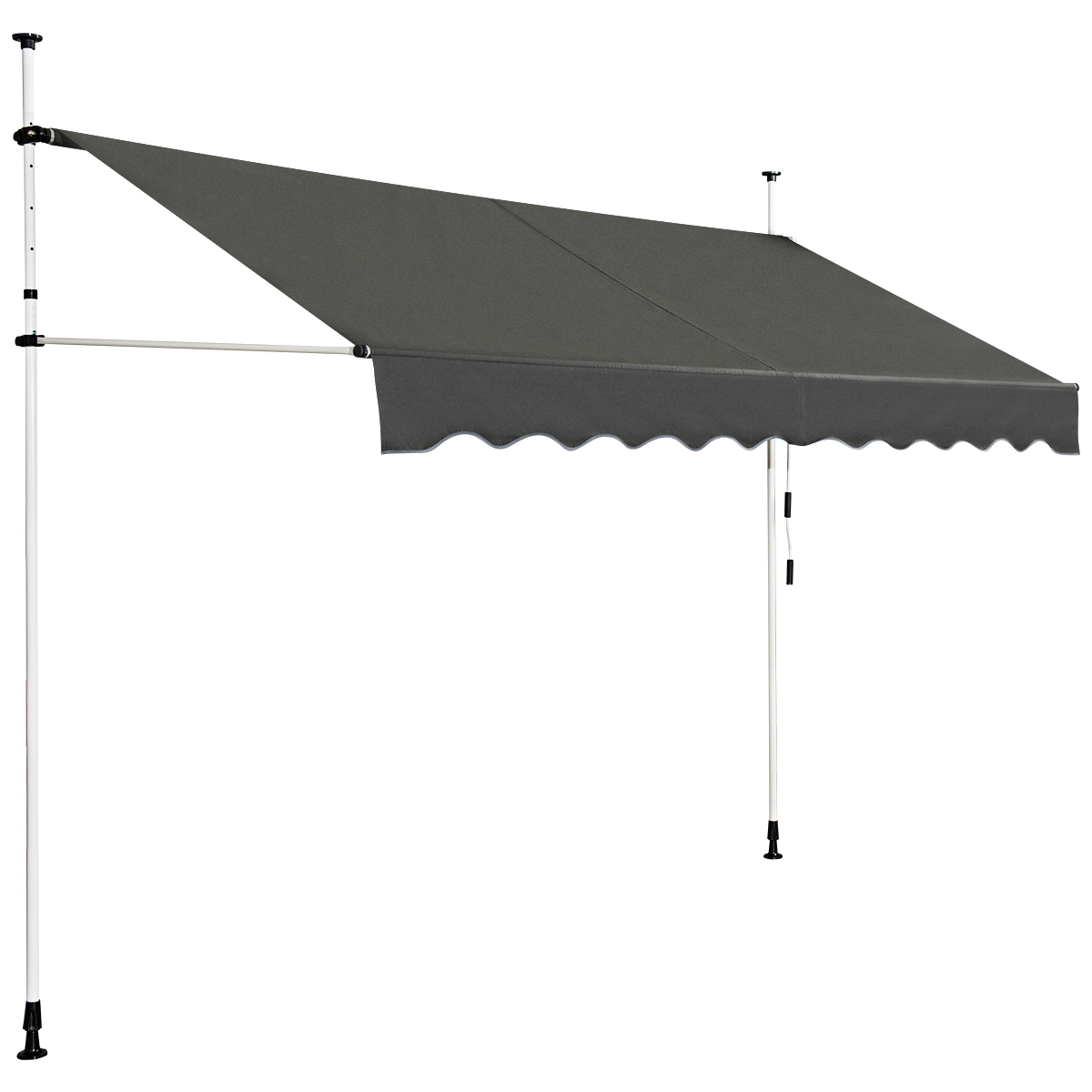 Retractable Telescopic Awning Sun Shade with Manual Crank Handle-Grey - Savings Store