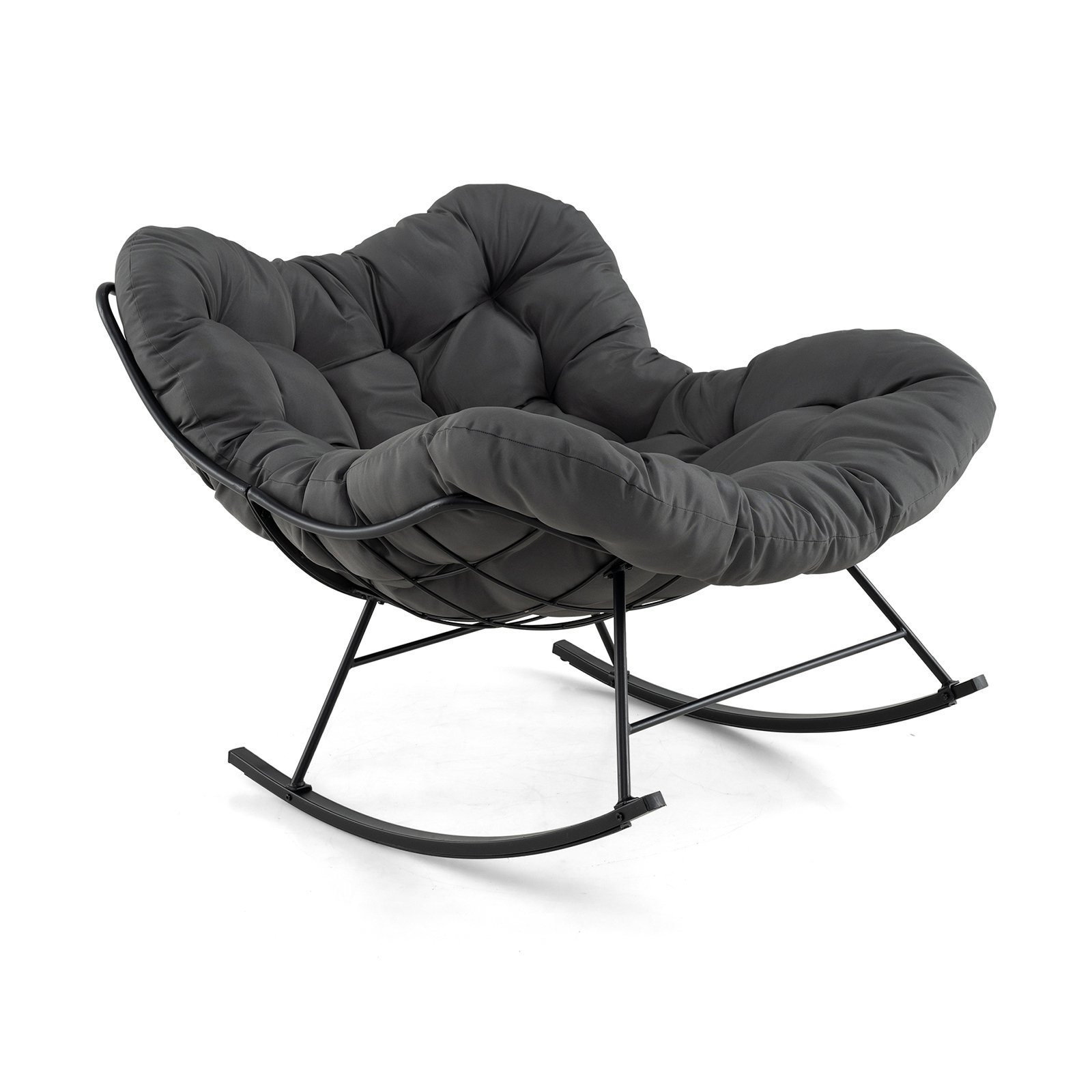 ENVEMY Indoor Outdoor Rocking Chair Oversized Egg Papasan Chair-Grey - Savings Store