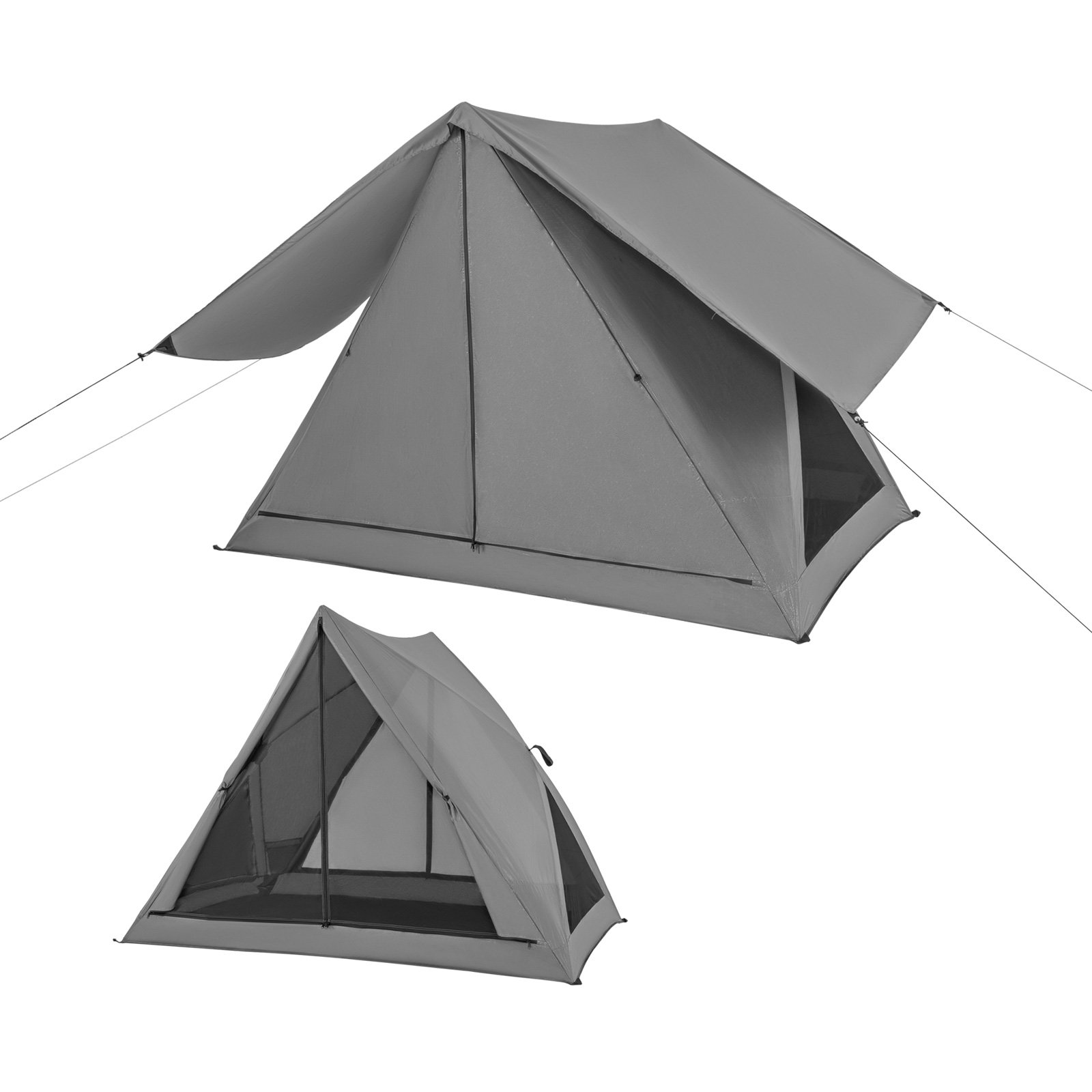 Camping Tent - Pop-up Camping Tent with Carry Bag and Rainfly for 2-3 People-Grey - Savings Store