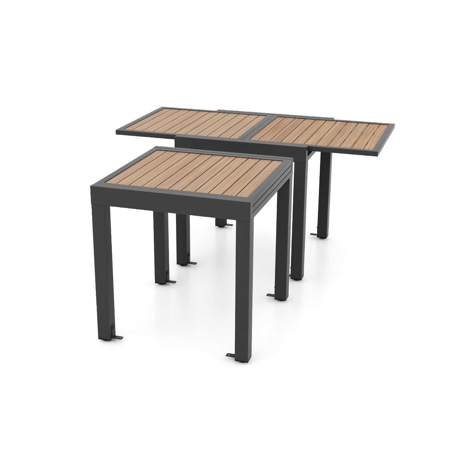 Garden Table - Extendable Wood-like Patio Dining Table with Stable Legs-Grey - Savings Store