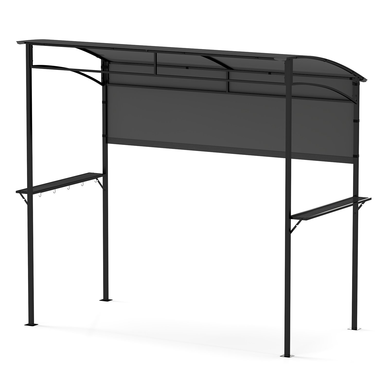 VEZONE Outdoor Patio BBQ Canopy with Metal Shelves and Hooks-Grey - Savings Store