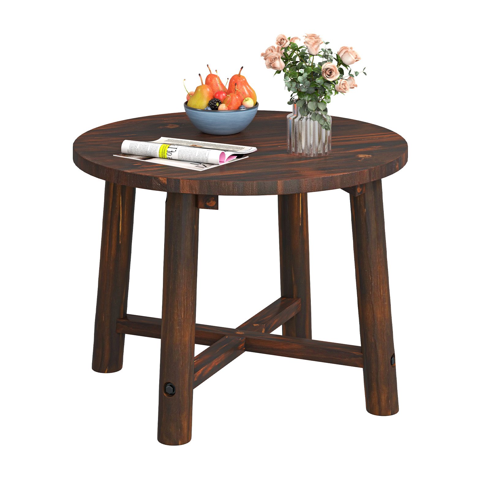 ZOMOA Outdoor Side Table Patio End Table with Solid Wood Structure Brown - Savings Store