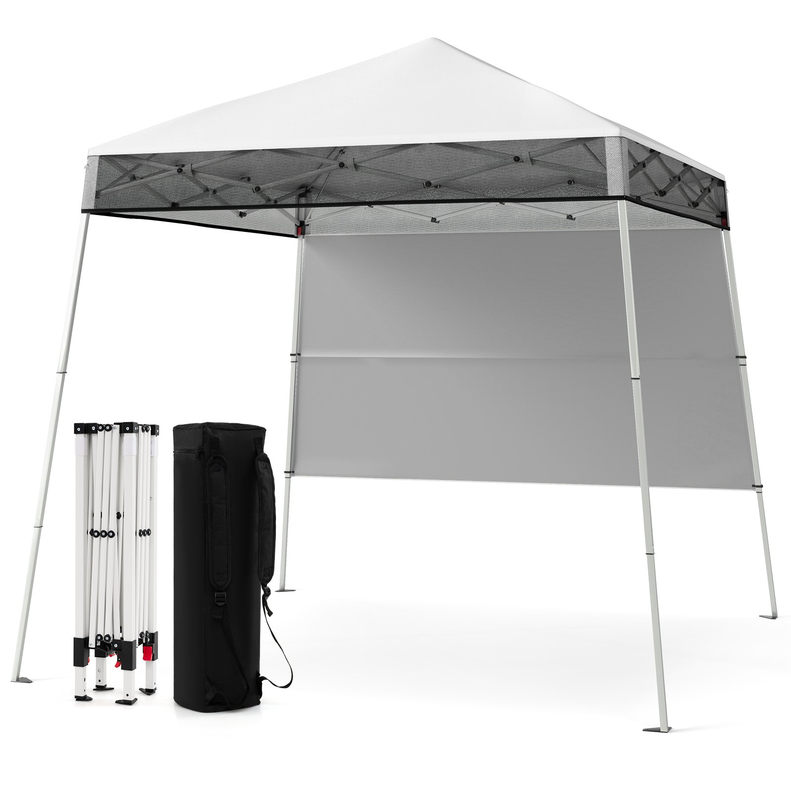 TYAVE Pop up Canopy Tent with 1 Sidewall Outdoor Easy Setup Folding Gazebo Shelter-White - Savings Store