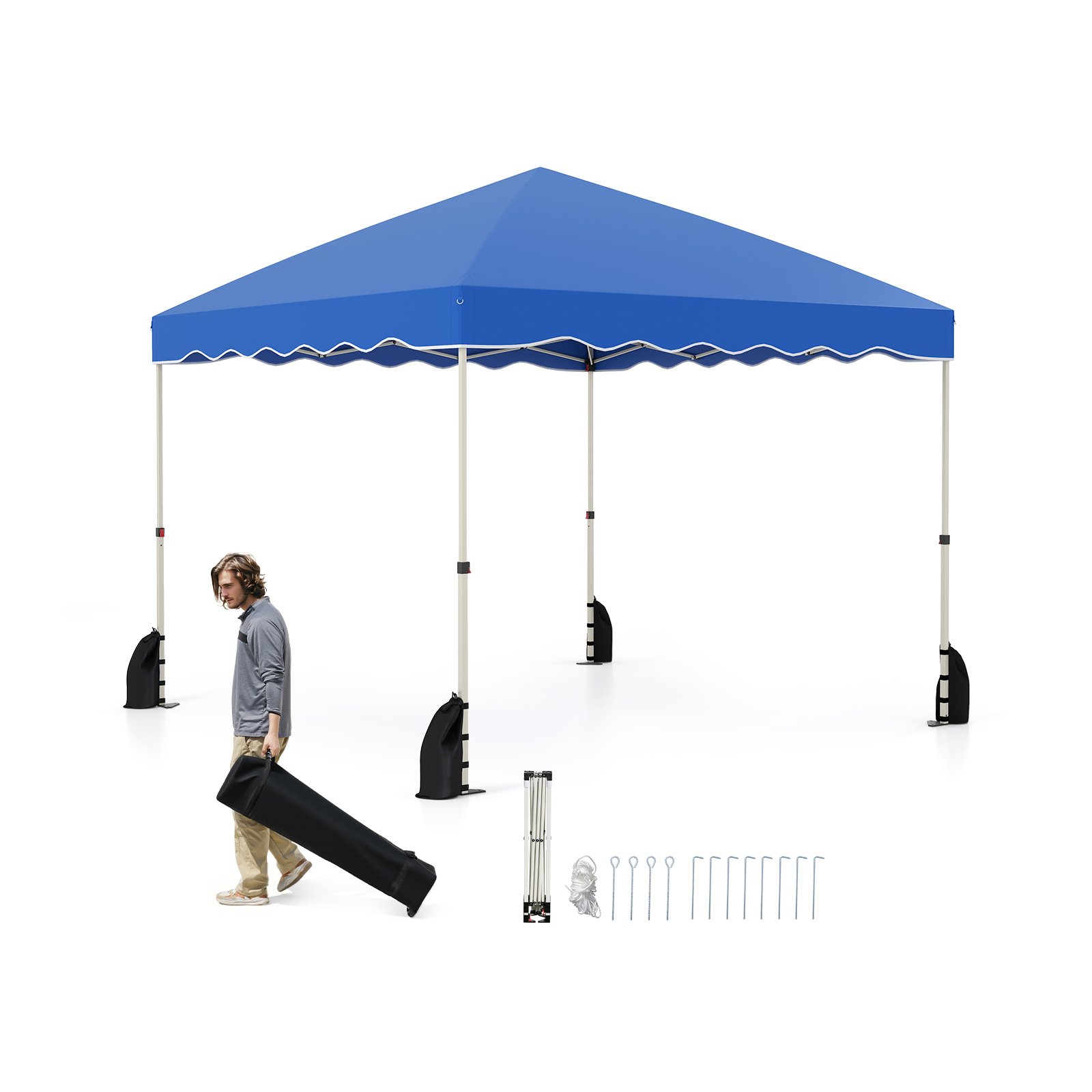 LEWRICK 300 x 300 cm Pop up Canopy Tent with Wheeled Bag-Blue - Savings Store
