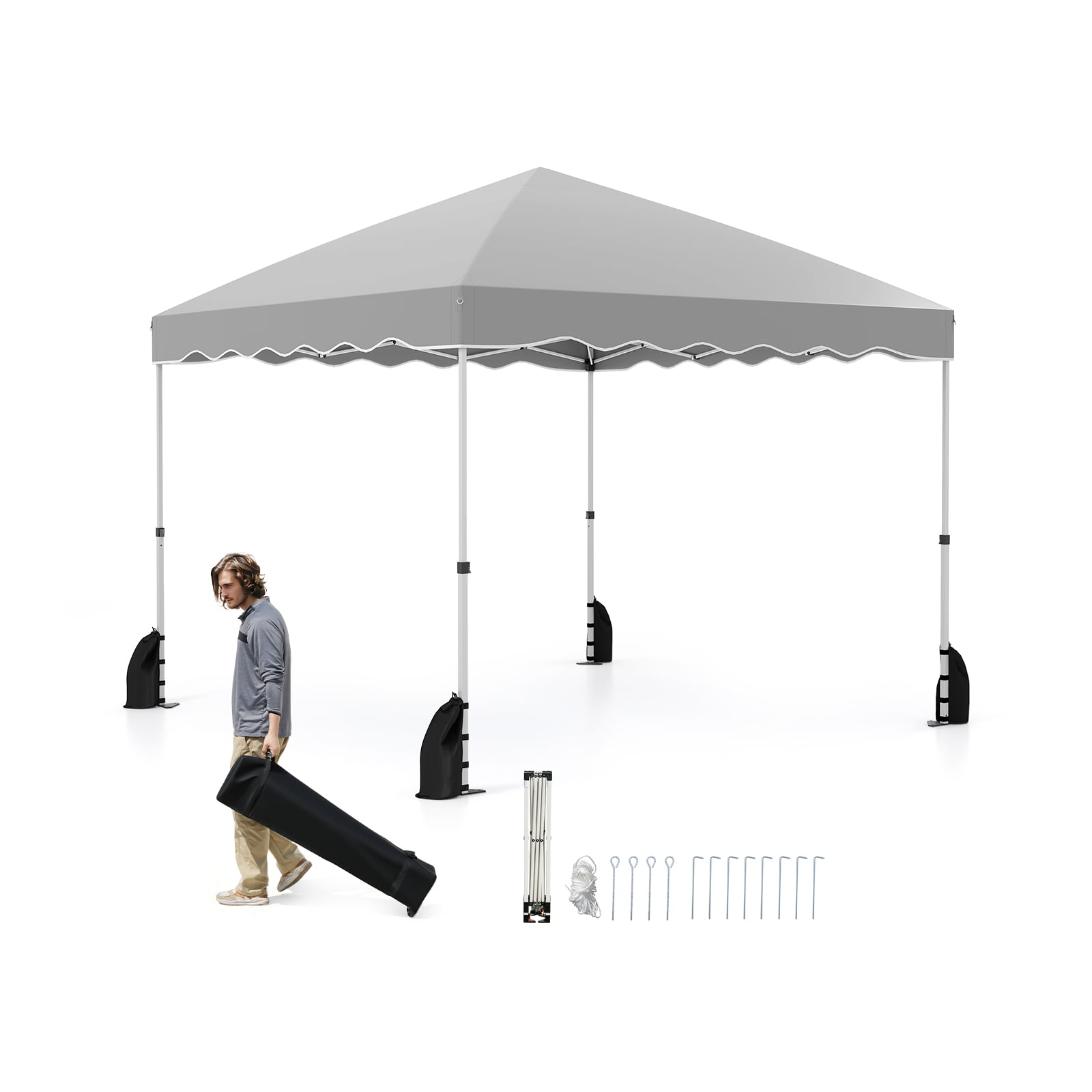 LEWRICK 300 x 300 cm Pop up Canopy Tent with Wheeled Bag-Grey - Savings Store