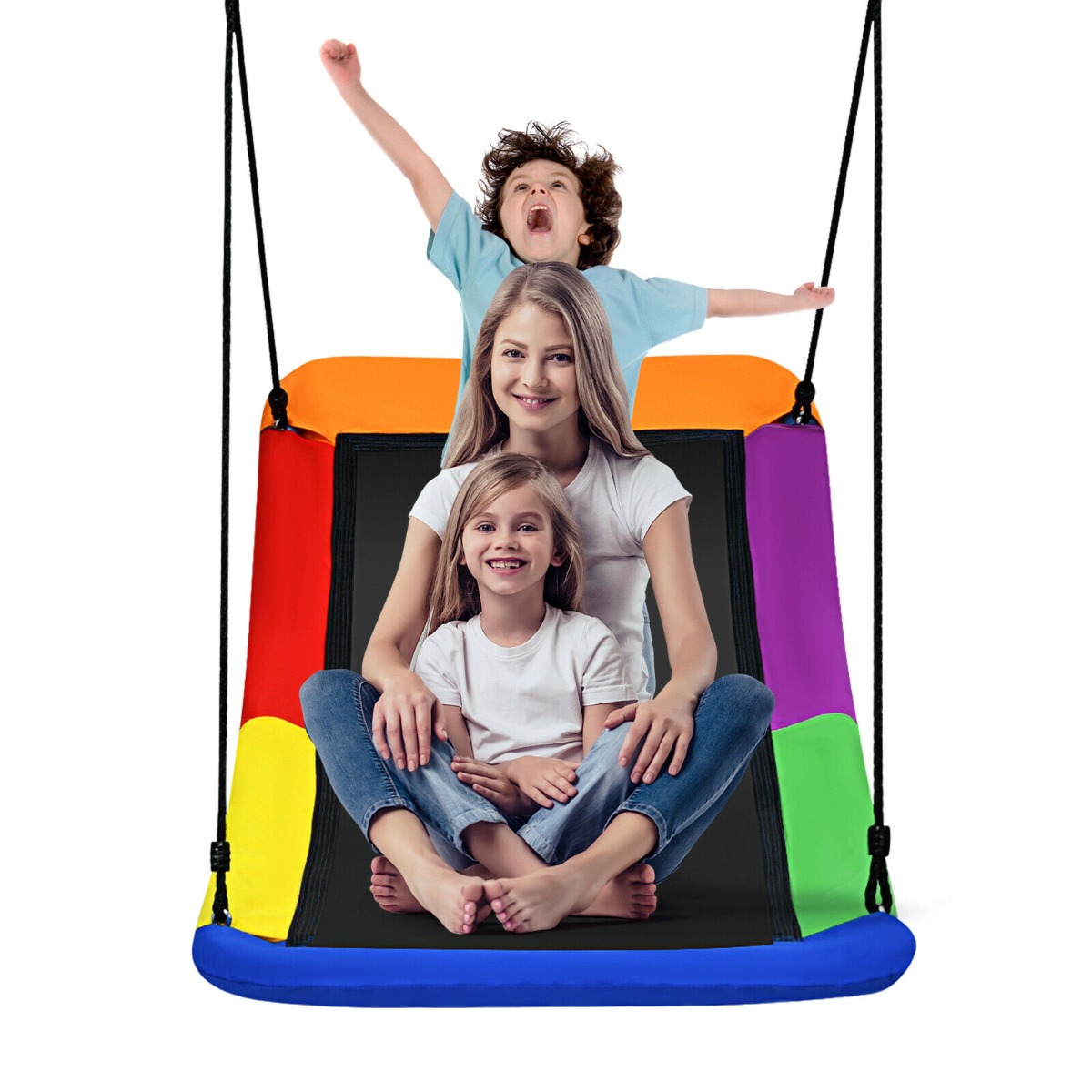 Large Nest Swing with Adjustable Hanging Ropes for Backyard-Multicolor - Savings Store