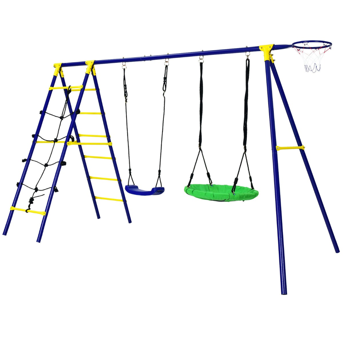 Kids Swing Set with Basketball Hoop and Climbing Ladder - Savings Store