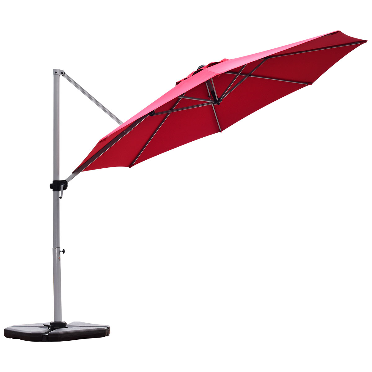 3.3m Patio Cantilever Umbrella with Tilting Adjustment and Cross base-Red - Savings Store
