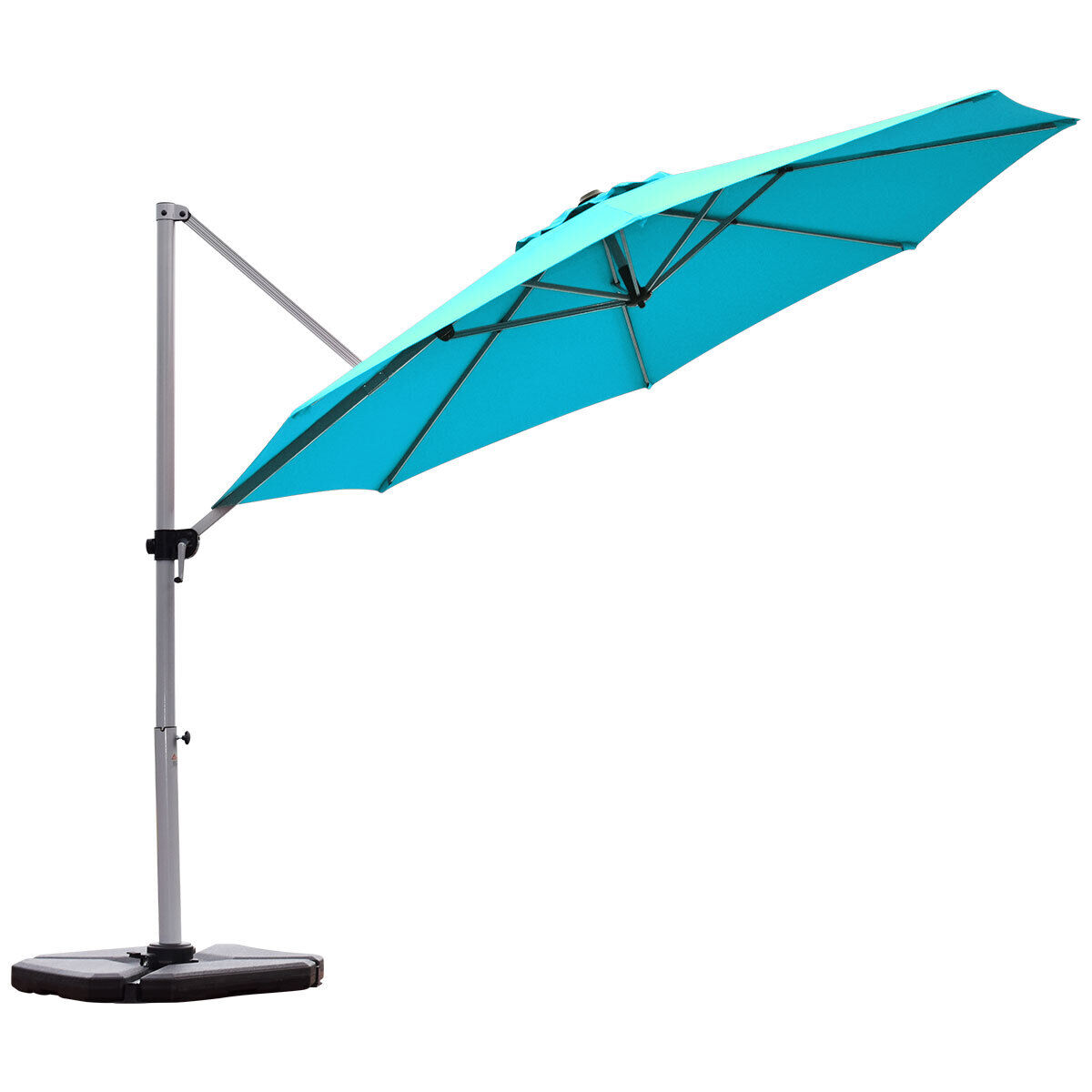 3.3m Patio Cantilever Umbrella with Tilting Adjustment and Cross base-Blue - Savings Store