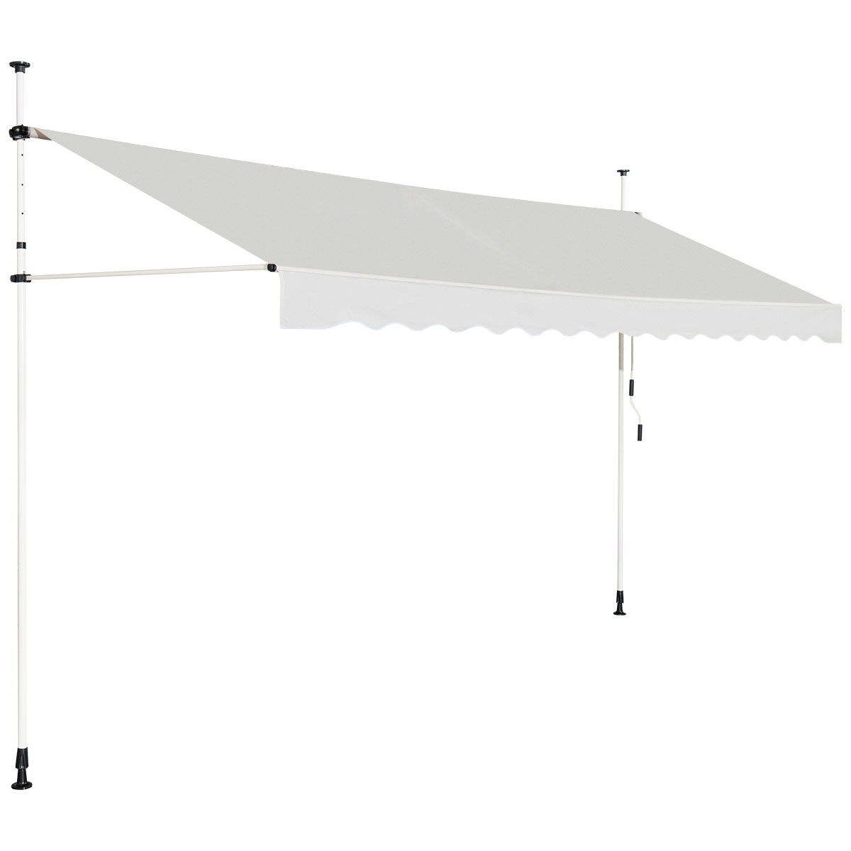 Telescopic Awning Sun Shade with Manual Crank Handle-Beige - Savings Store