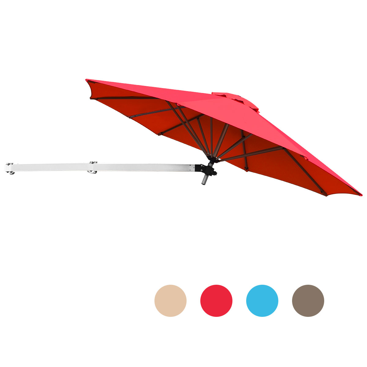 Outdoor Tilting Sunshade Umbrella with Large Shading Area-Burgundy - Savings Store