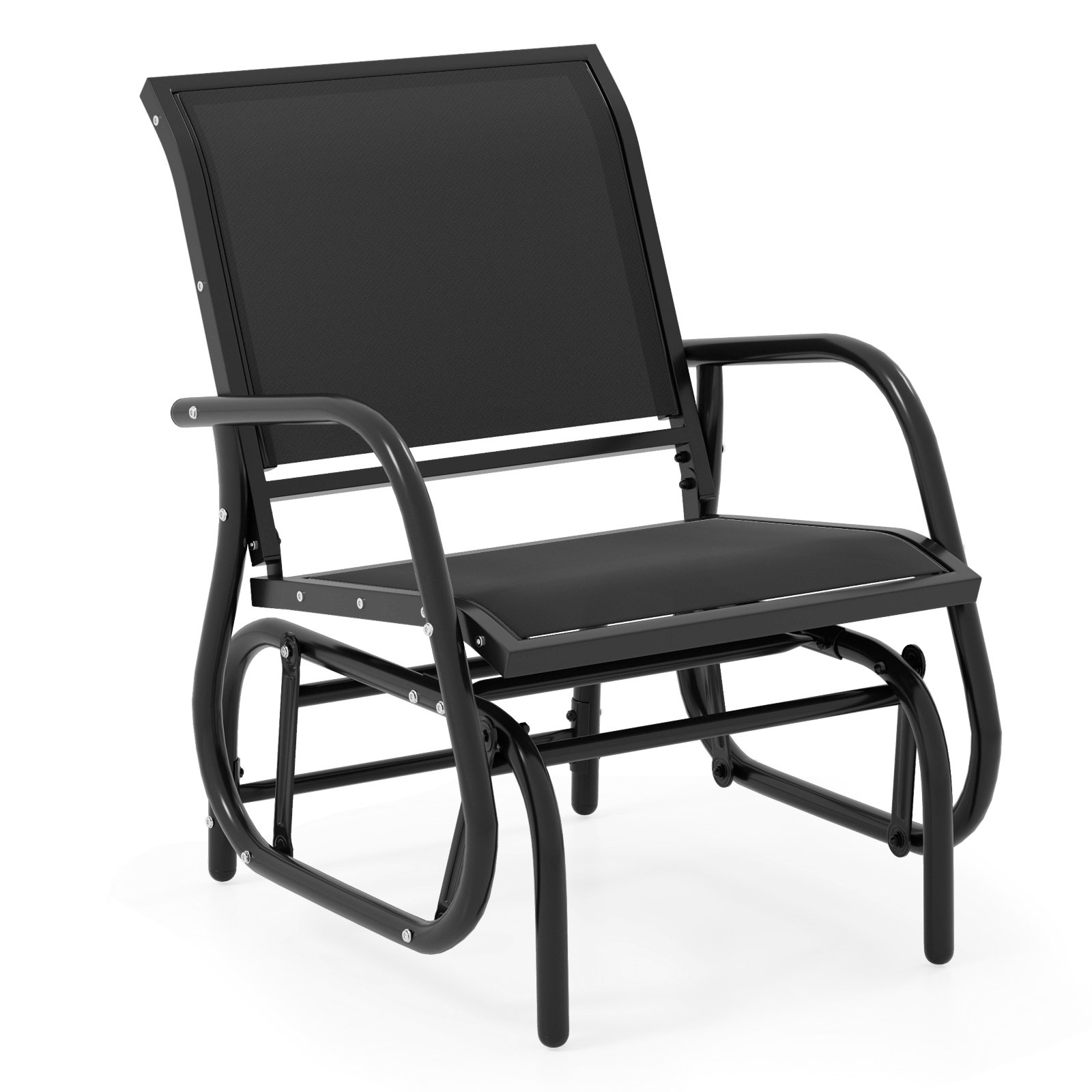 Glider Rocking Garden Chair-Black - Savings Store