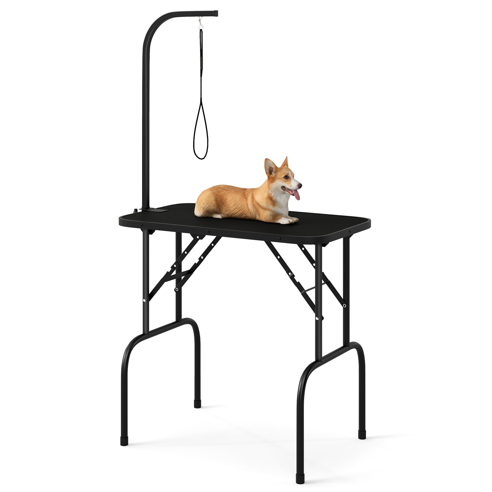 Foldable Dog Grooming Table with Height Adjustable Arms and Noose-Black - Savings Store