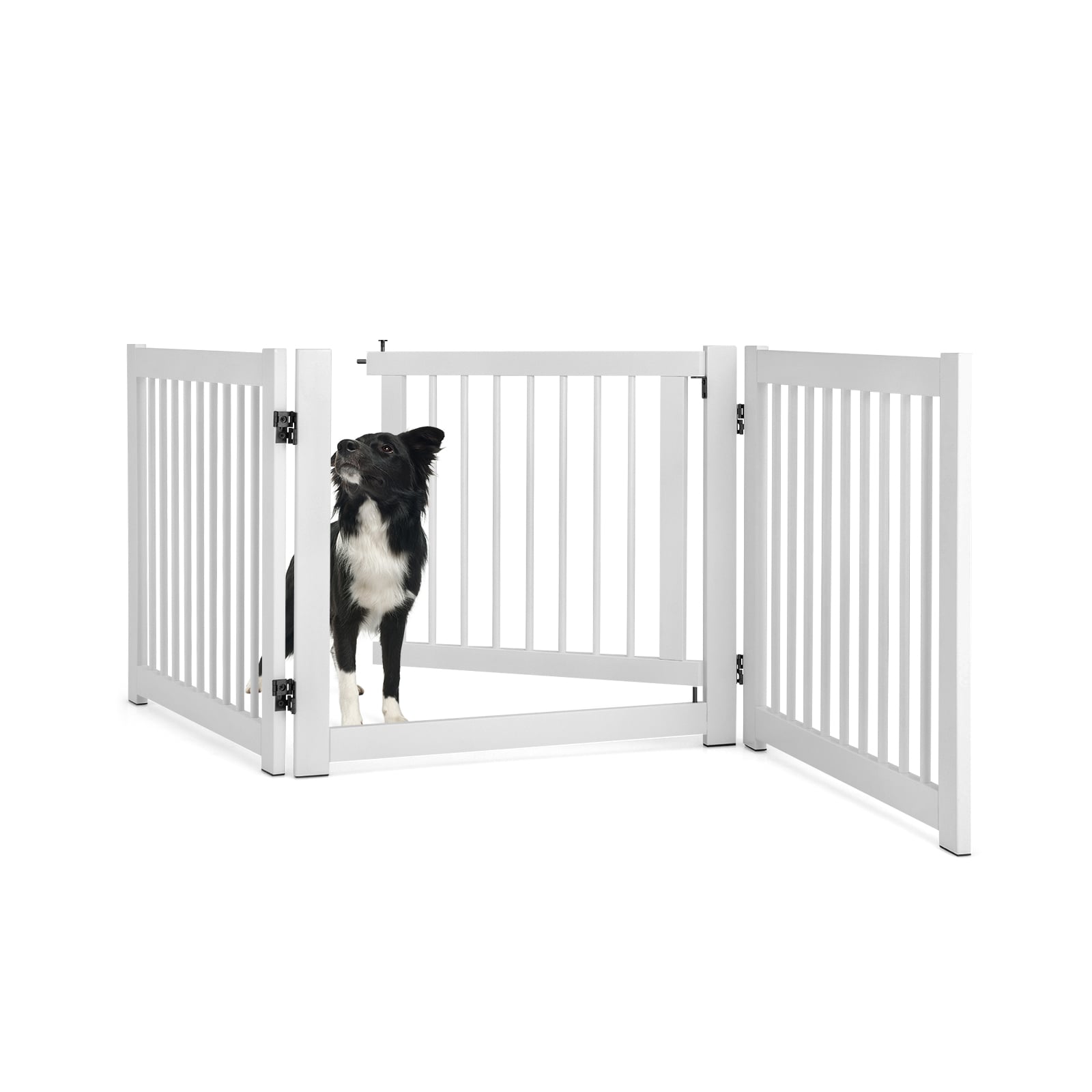 Freestanding Foldable Pet Gates with Lockable Door for Doorway Stairs - Savings Store