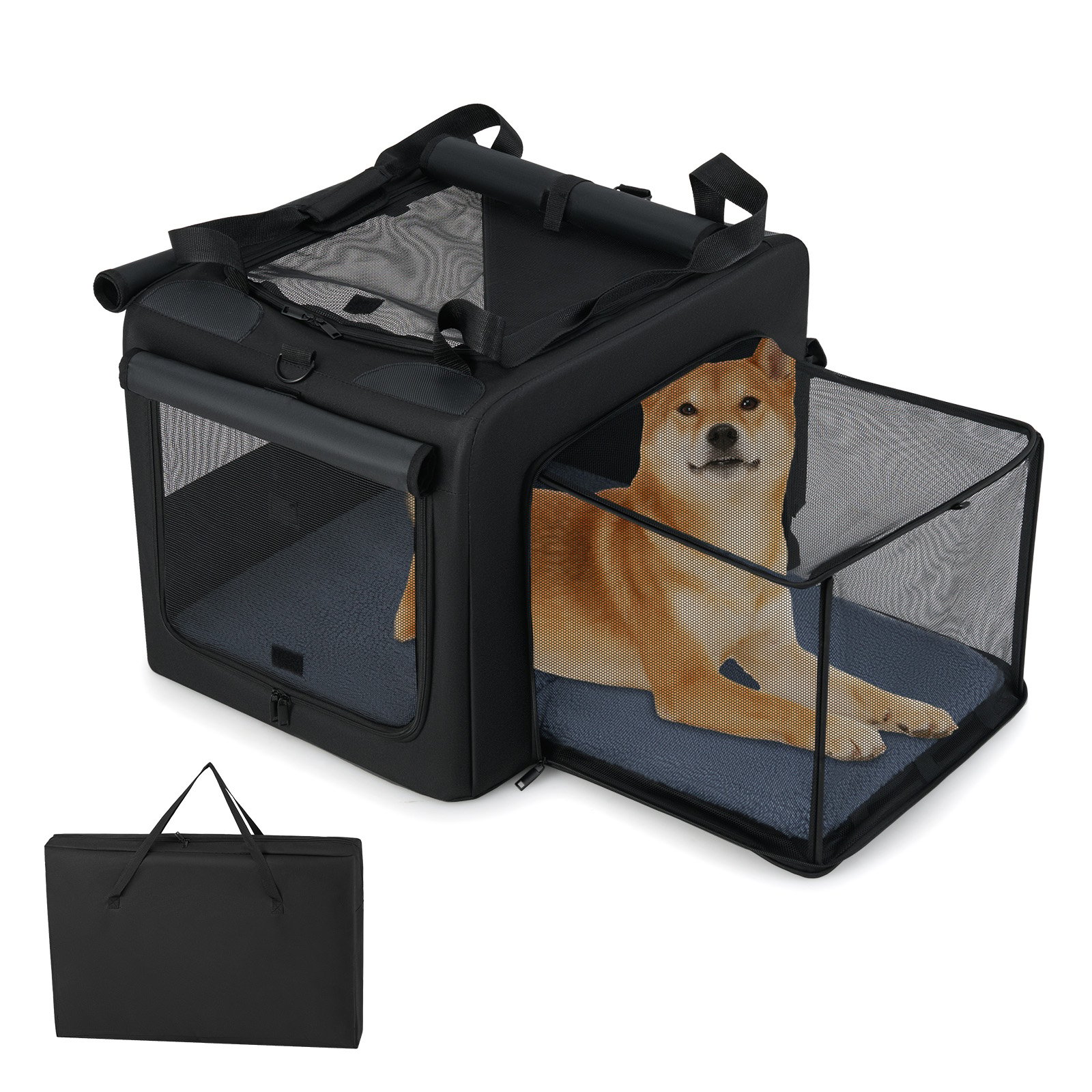 ELARMY Foldable Dog Crate with Openings and Window Mesh Inner Basket-S - Savings Store