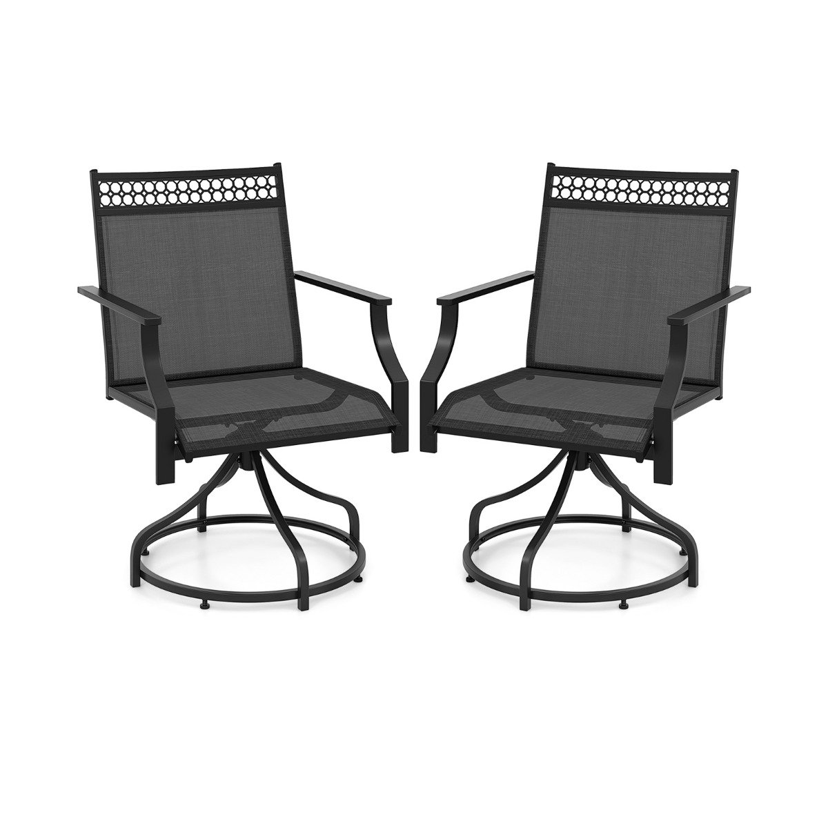Garden Chair - Patio Swivel Dining Chairs Set of 2 with Quick-Drying Fabric-Grey - Savings Store