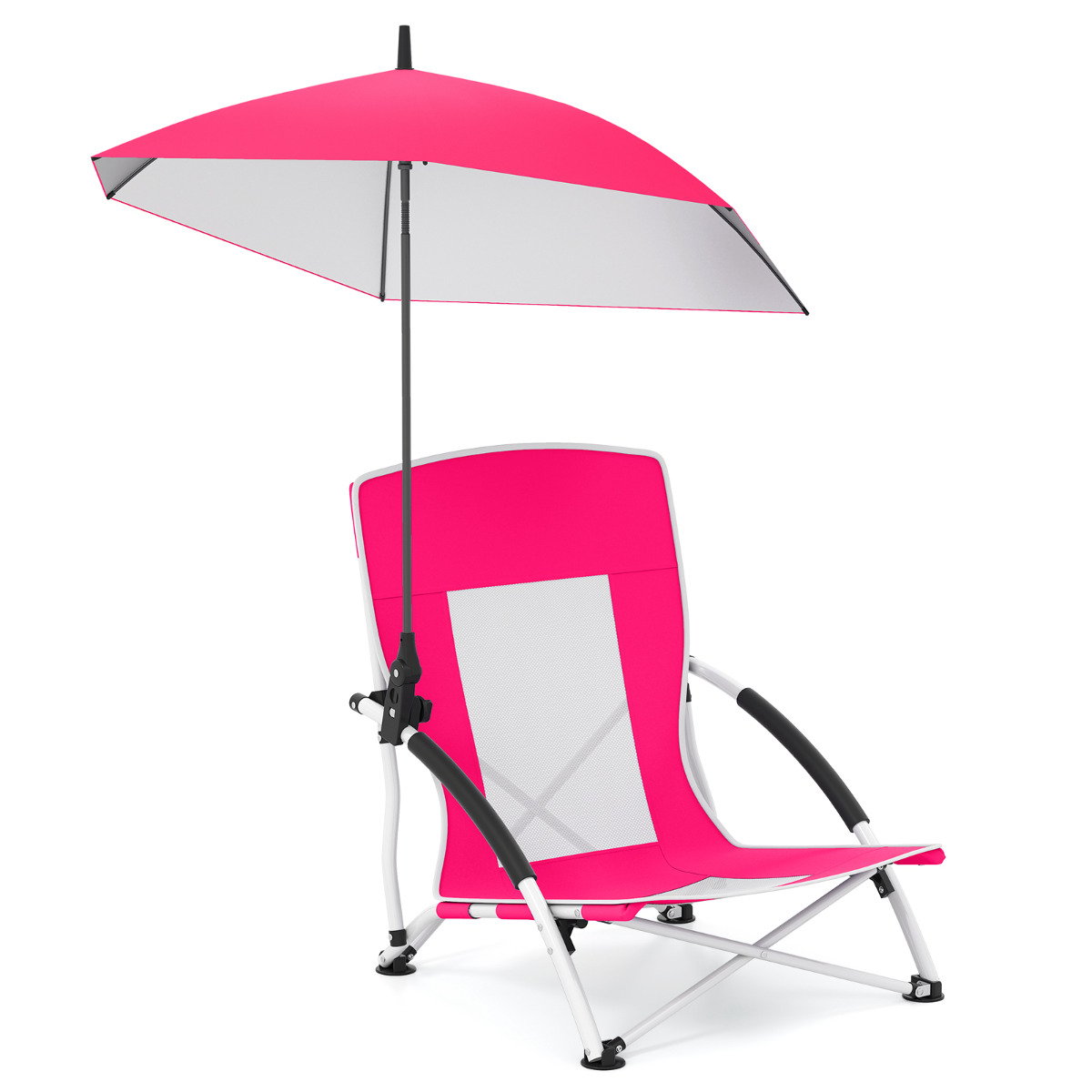 OVIV Portable Beach Umbrella Chair with Adjustable Parasol-Pink - Savings Store