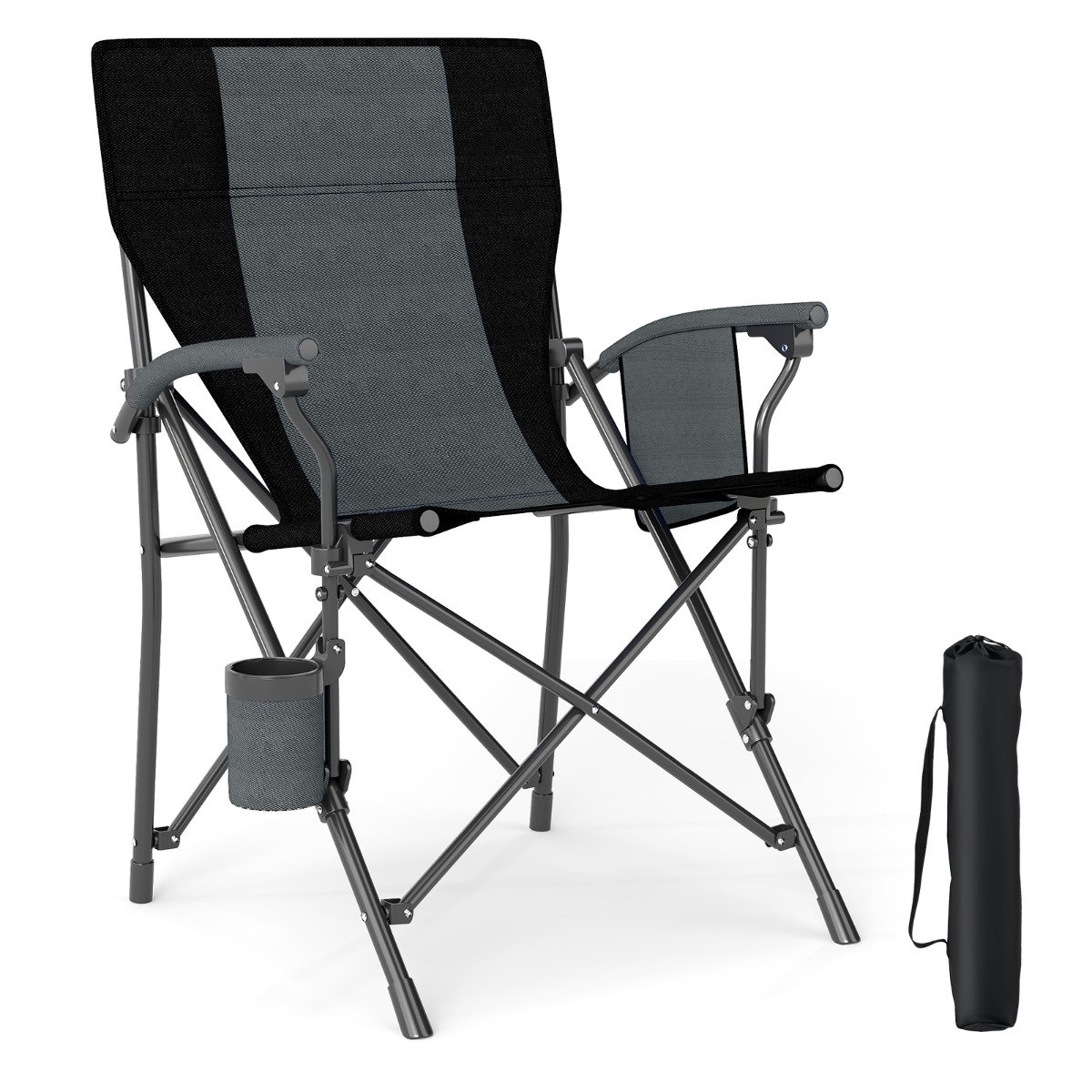 Portable Camping Chair Outdoor Folding Oxford Cloth Chair-Black-1 Piece - Savings Store