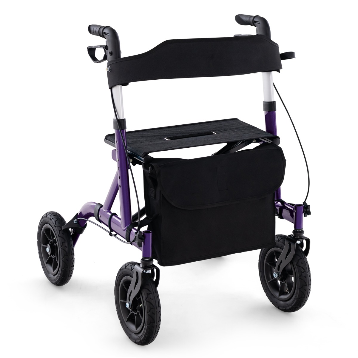 Foldable Rolling Walker with Seat-Purple - Savings Store