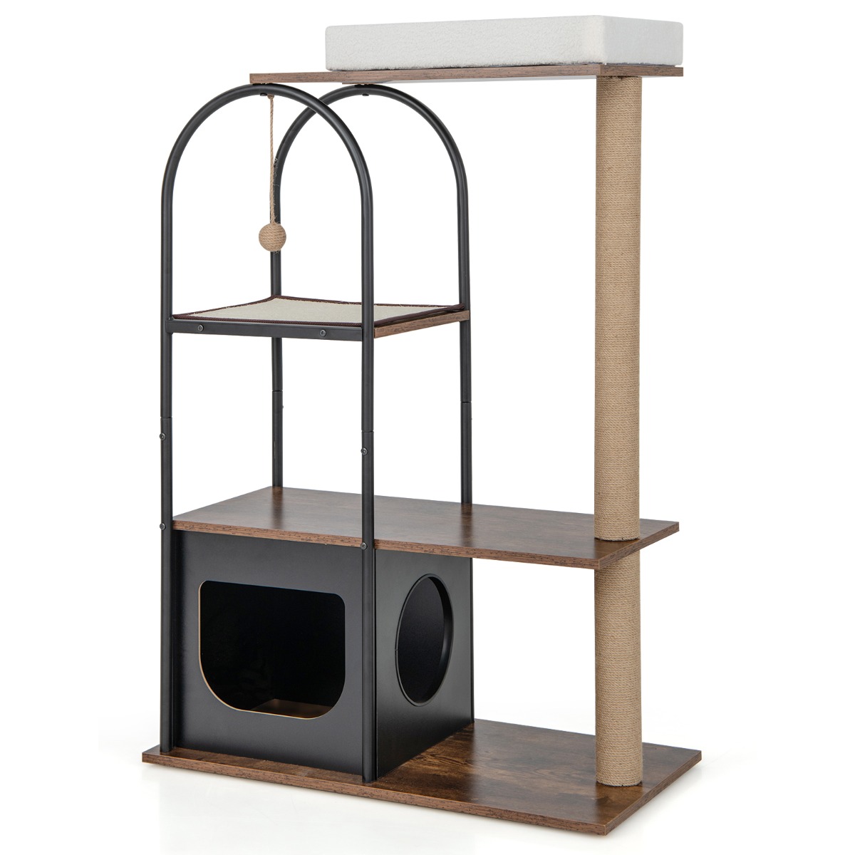 118 cm Tall Cat Tree Tower with Metal Frame-Black - Savings Store
