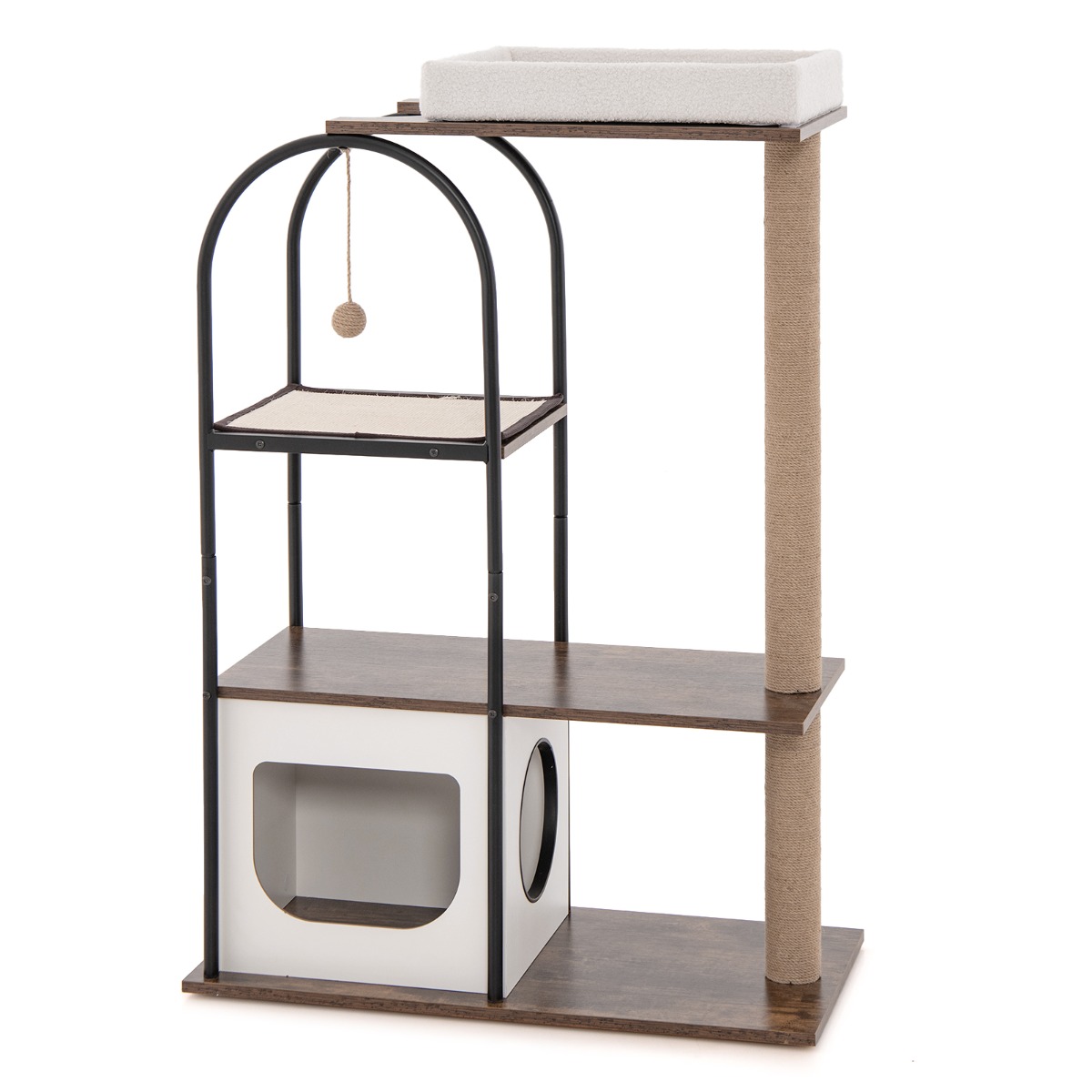 118 cm Tall Cat Tree Tower with Metal Frame-White - Savings Store