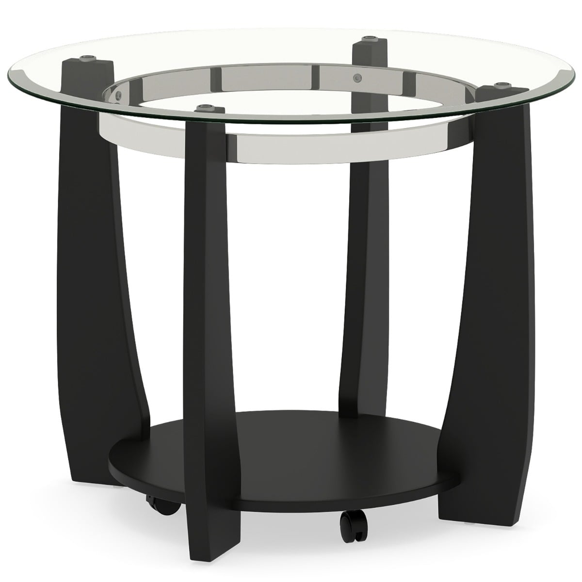 81cm Round Coffee Table with Storage Shelf-Black - Savings Store