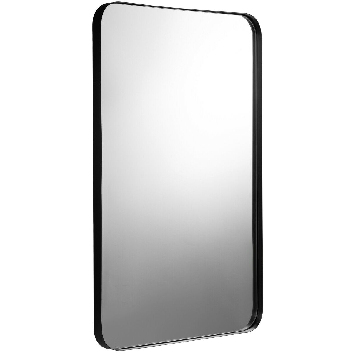 Rounded Corner Bathroom Wall Mirror - Black - Savings Store
