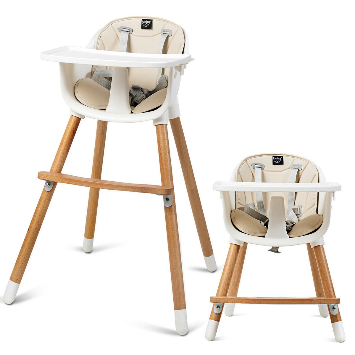 Baby High Chair - Dual Wooden Combination Modern Padded Highchair - Savings Store