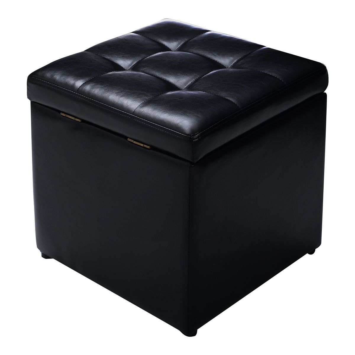 Foldable Cube Ottoman Pouffe Storage Seat-Black - Savings Store