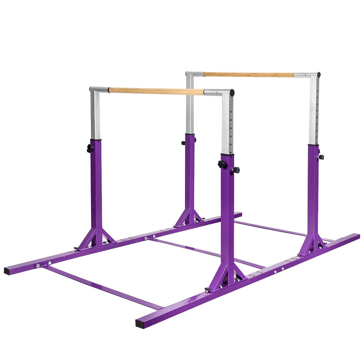 Gymnastics Bar - Kids Parallel Gymnastics Bar with Adjustable Width and 11-Level Heights-Purple - Savings Store