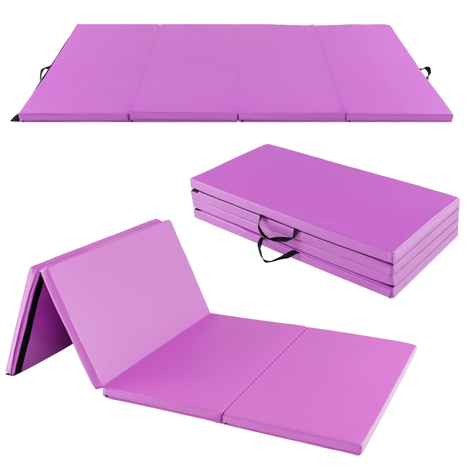 MORWICKE 240 x 116 x 5 cm Folding Soft Floor Mat with Carry Handles and Hook and Loop Fasteners-Purple - Savings Store
