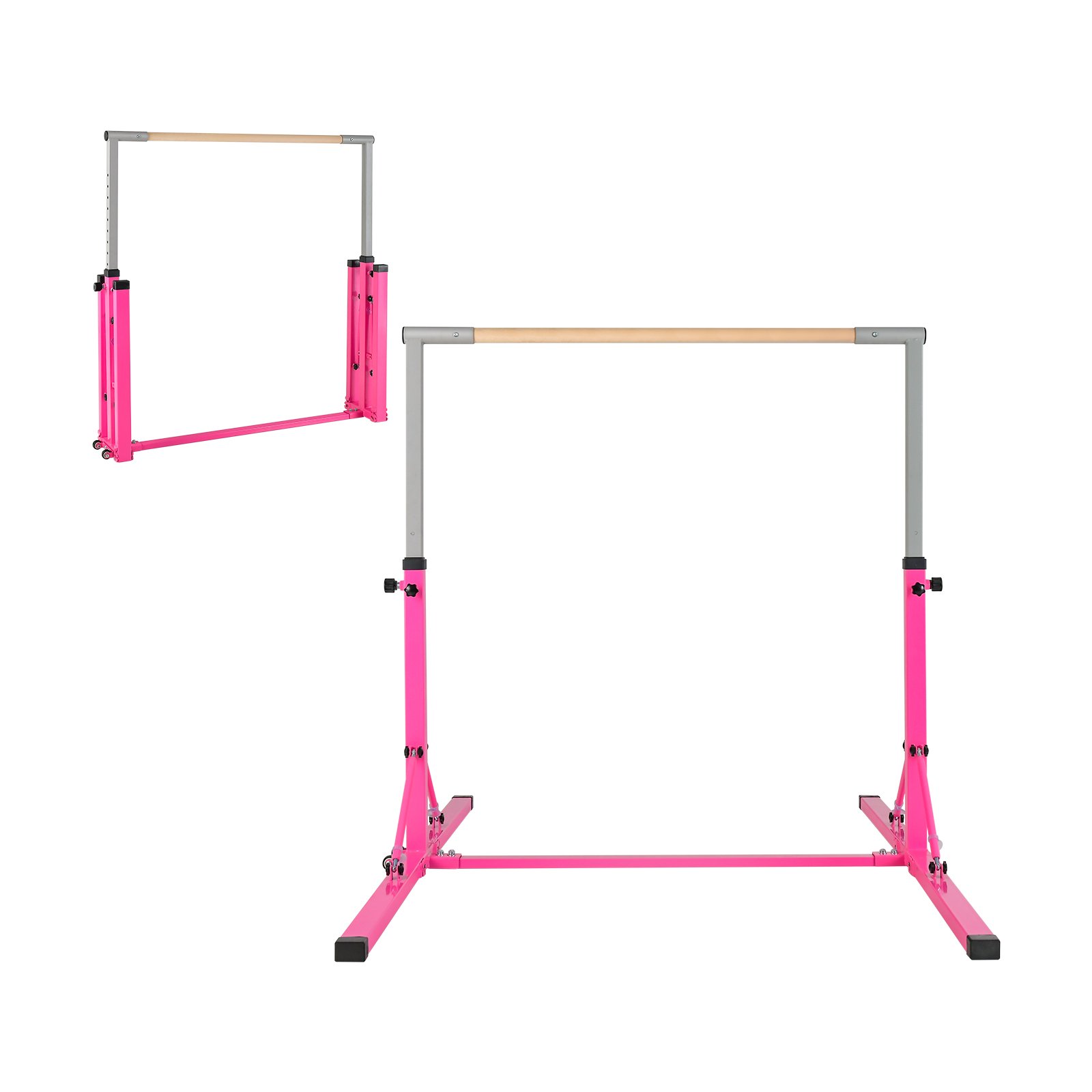 Gymnastics Bar - Kids Foldable Gymnastics Bar with 13 Adjustable Height-Pink - Savings Store