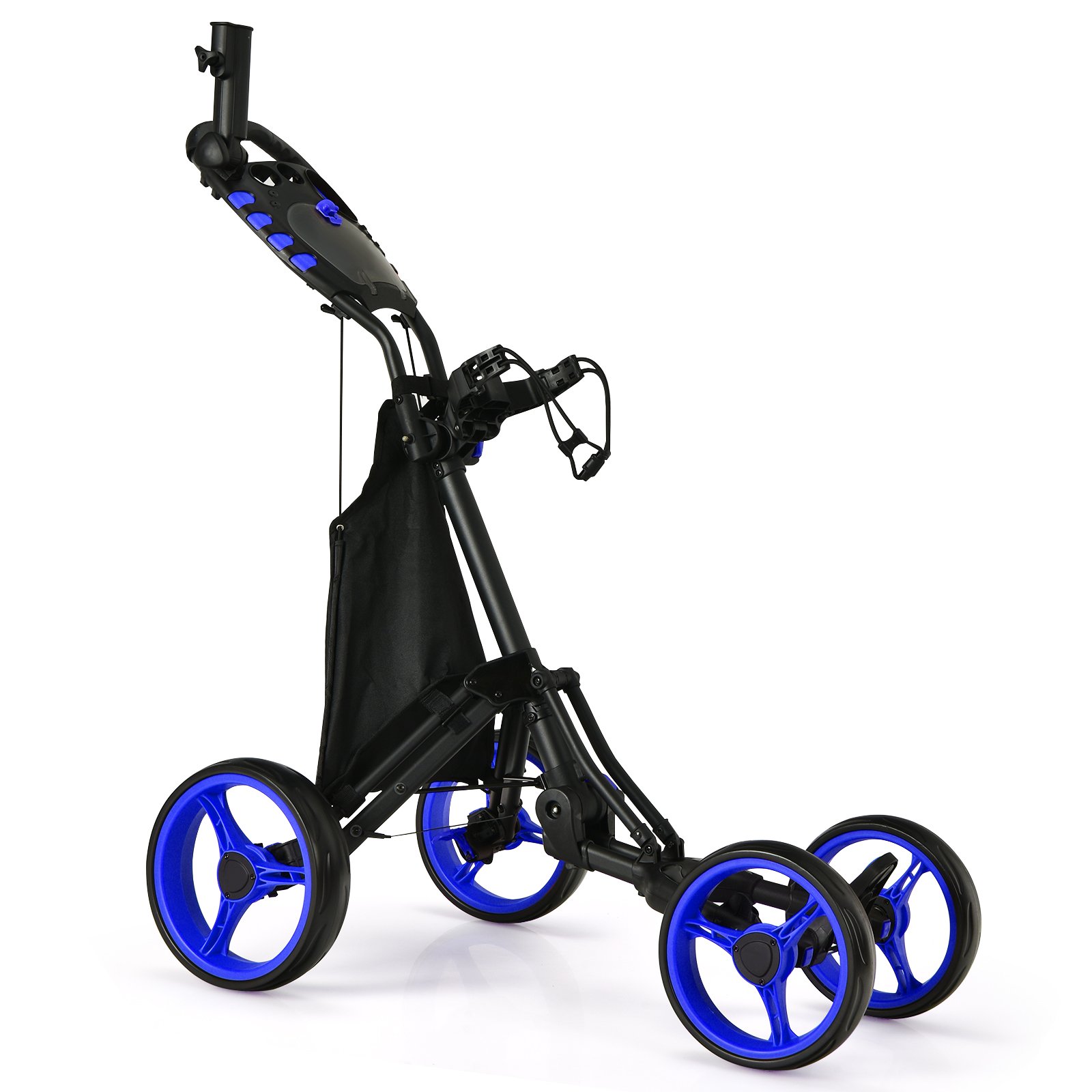Golf - Golf Push Pull Cart with Waterproof Bag and Foot Brake-Blue - Savings Store