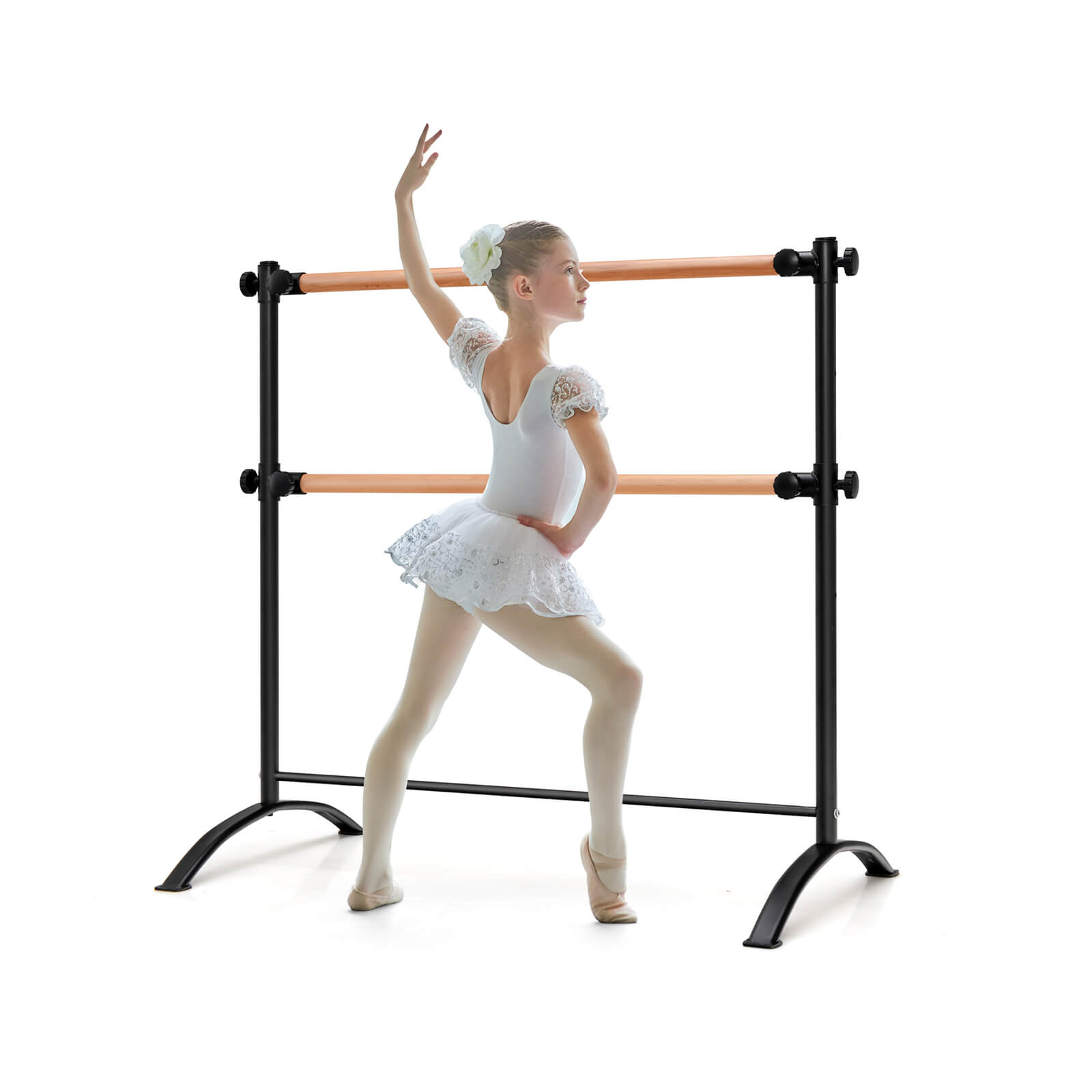 4 Feet Freestanding Ballet Barre with Height Adjustable-Black - Savings Store
