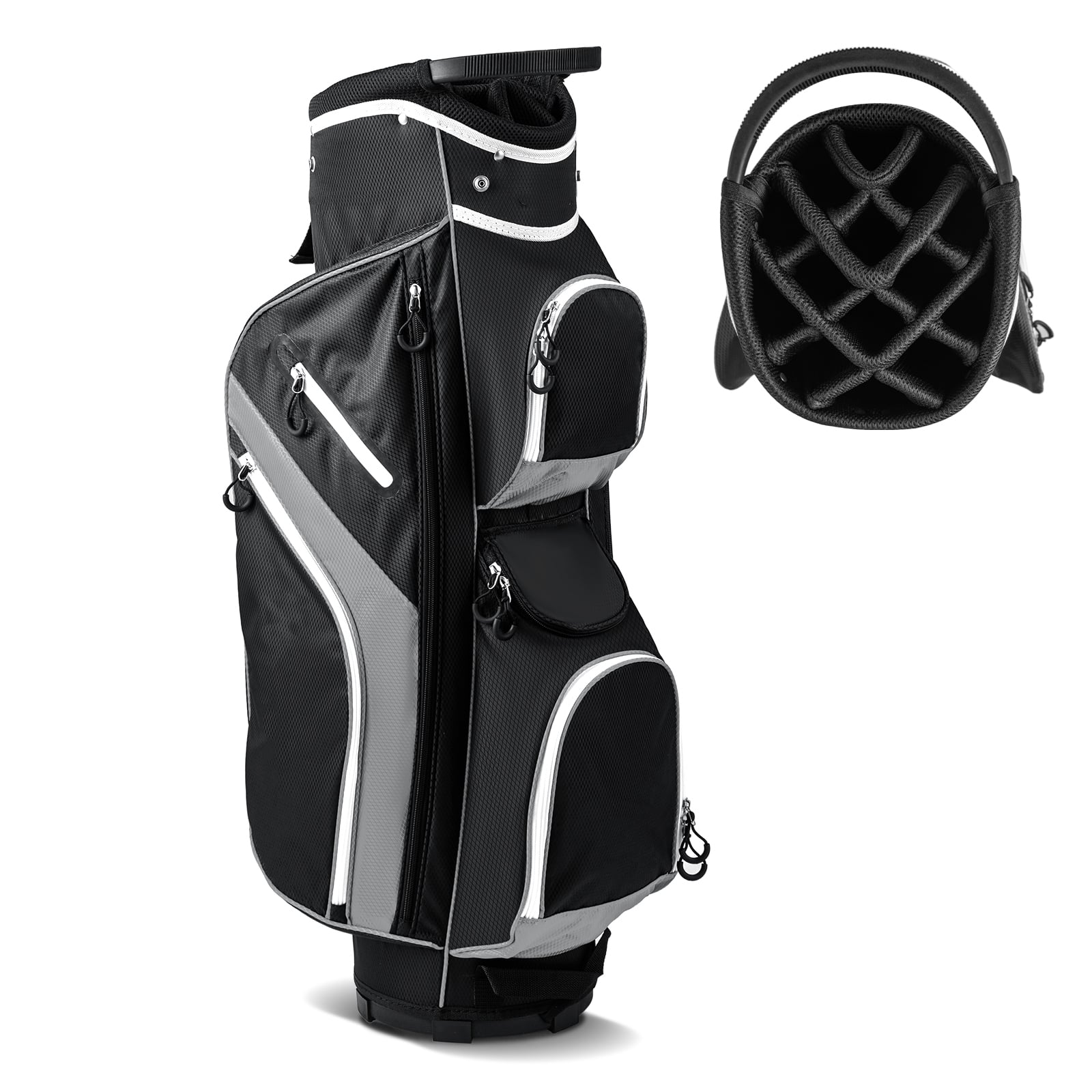 FYNOR 14-Way Golf Cart Bag with 9 Zippered Pockets and Cooler Bag-Grey - Savings Store