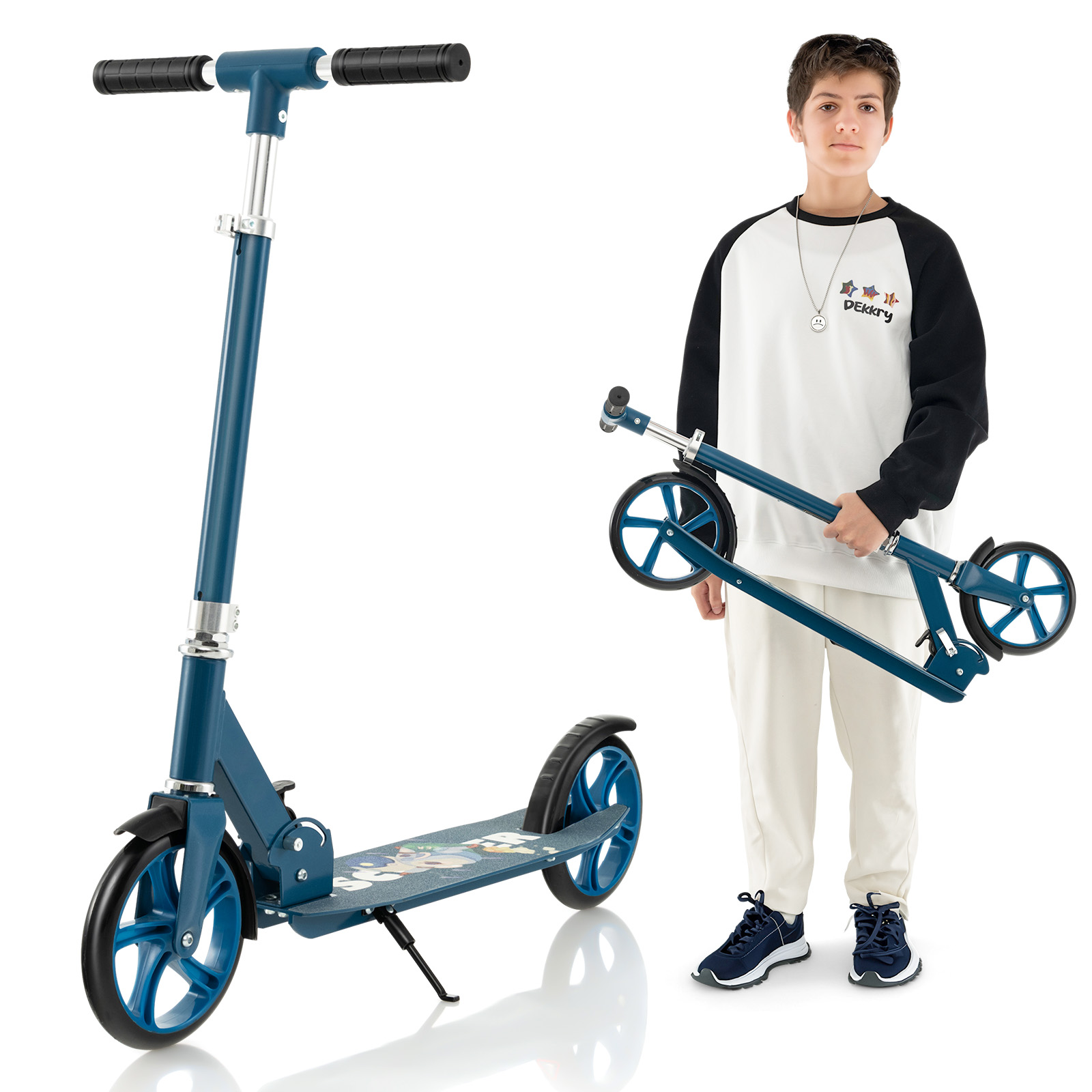 Kick Scooter with adjustable heights for Teens and Adults -Blue - Savings Store