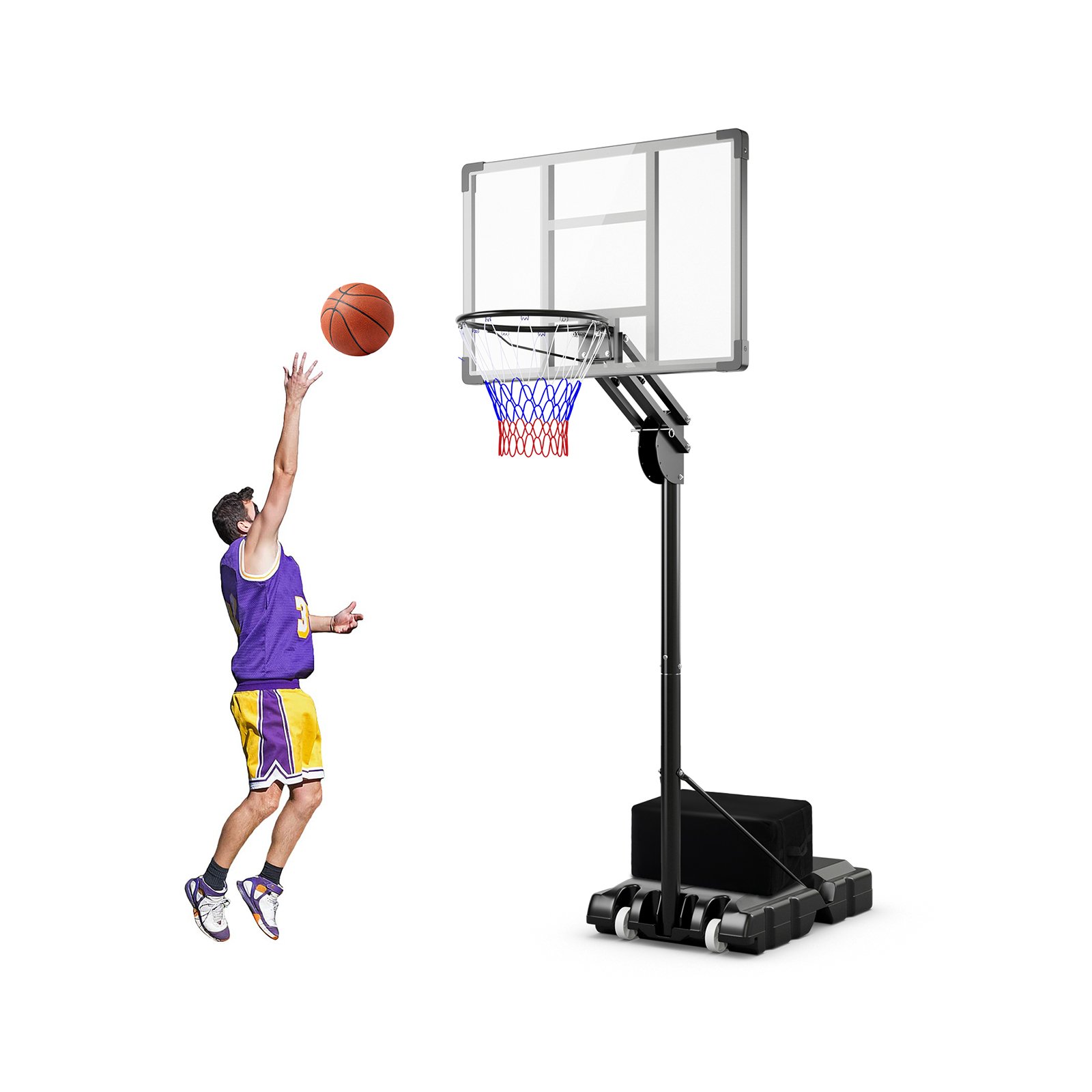 Basketball Hoop - 4.9-10 FT Adjustable Basketball Hoop with Shatterproof Backboard and Free Weight Bag - Savings Store