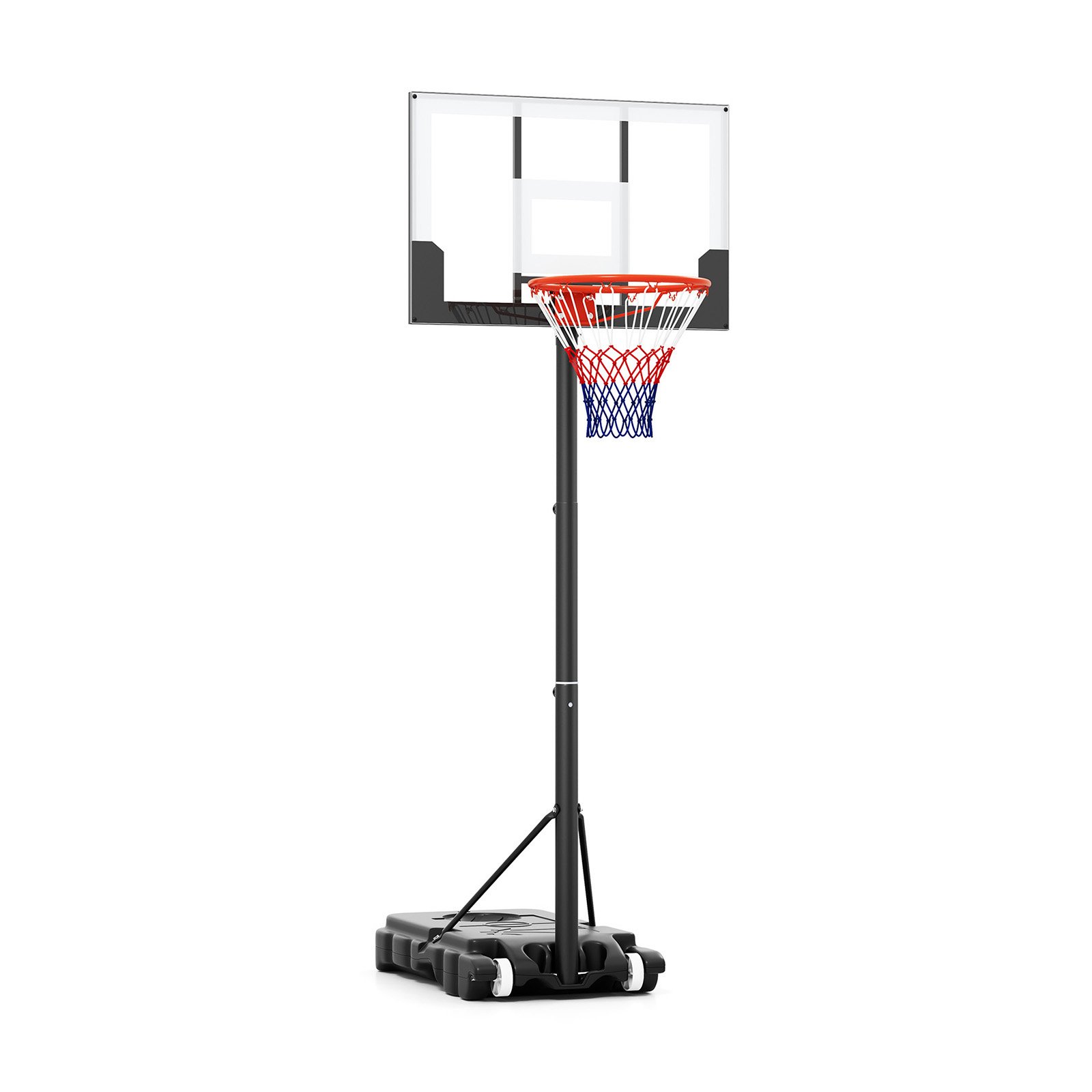 Portable Kids Basketball Hoop Outdoor 3.3-7 Feet with Shatterproof PC Backboard and Wheels-White - Savings Store