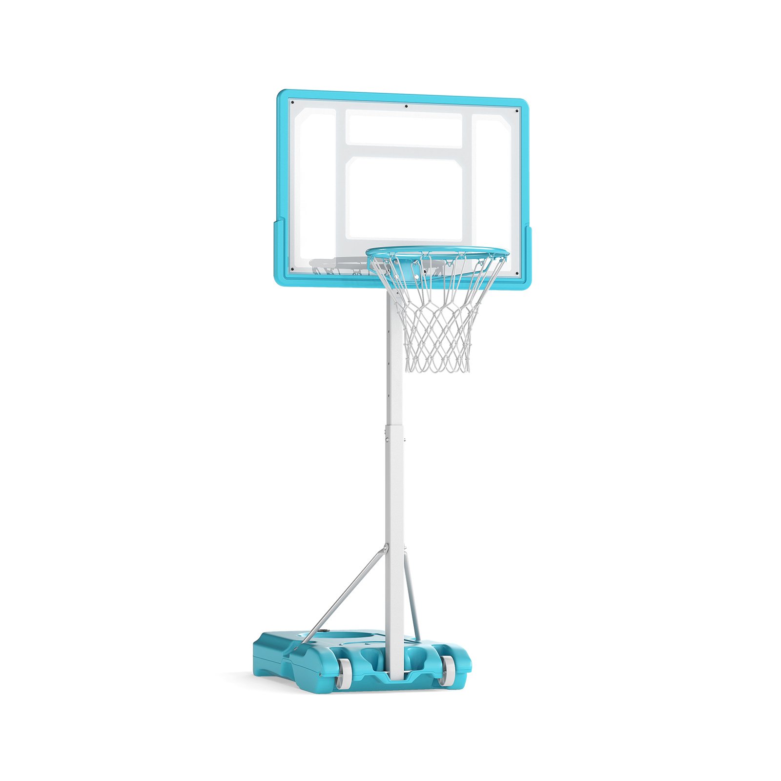 Pool Basketball Hoop Poolside Basketball Goal with 83 cm Shatterproof Backboard-White - Savings Store