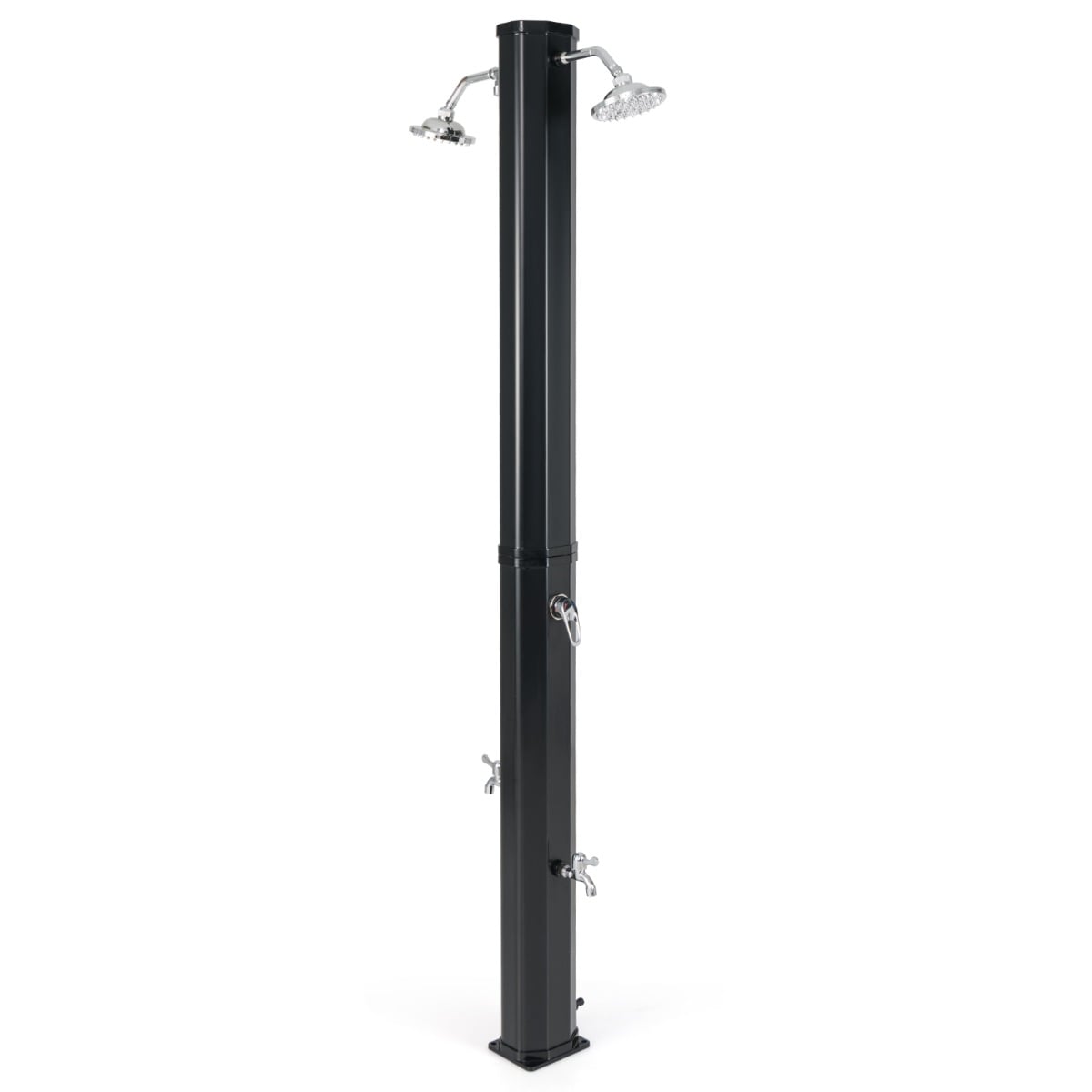 Solar Heated Shower with Dual Swivel Shower Heads-Black - Savings Store
