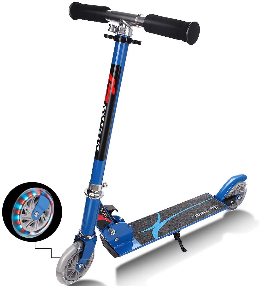 Kids Aluminum Folding Stunt Scooter with LED Wheels-Blue - Savings Store