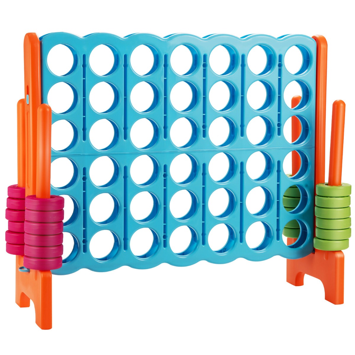 Giant 4 in A Row Game Set with 42 Jumbo Rings and Sliders-Blue - Savings Store