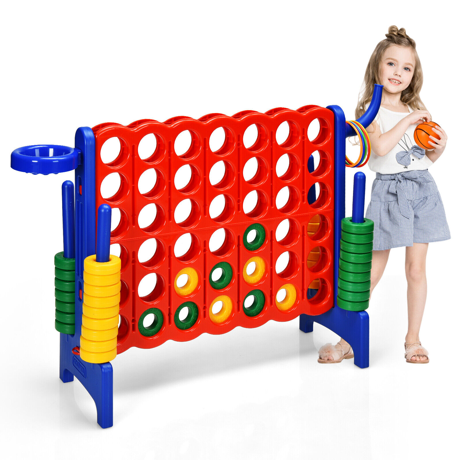 Giant Connect 4 Game Jumbo with 42 Rings-Blue - Savings Store