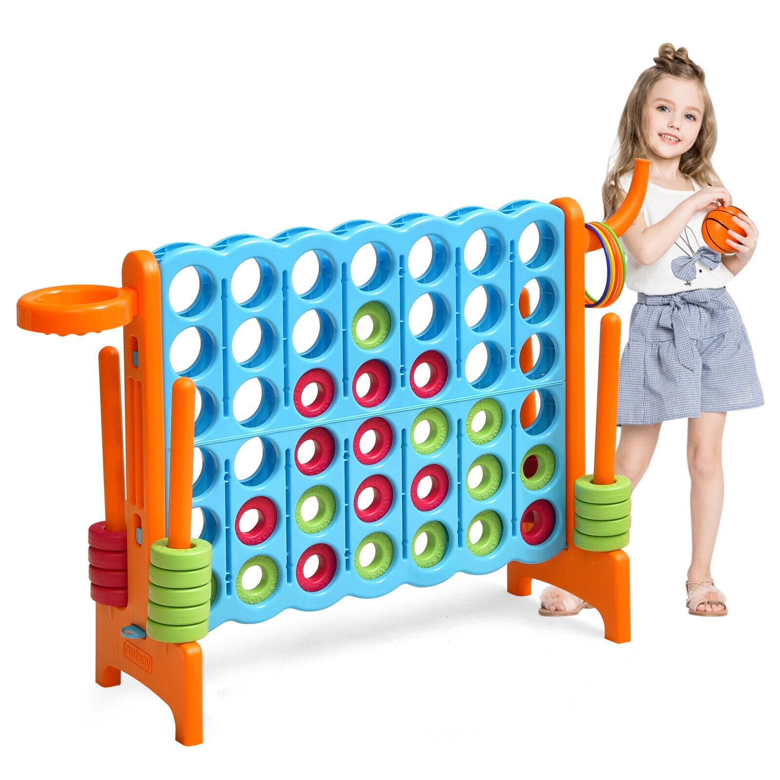 Giant Connect 4 Game Jumbo with 42 Rings-Orange - Savings Store